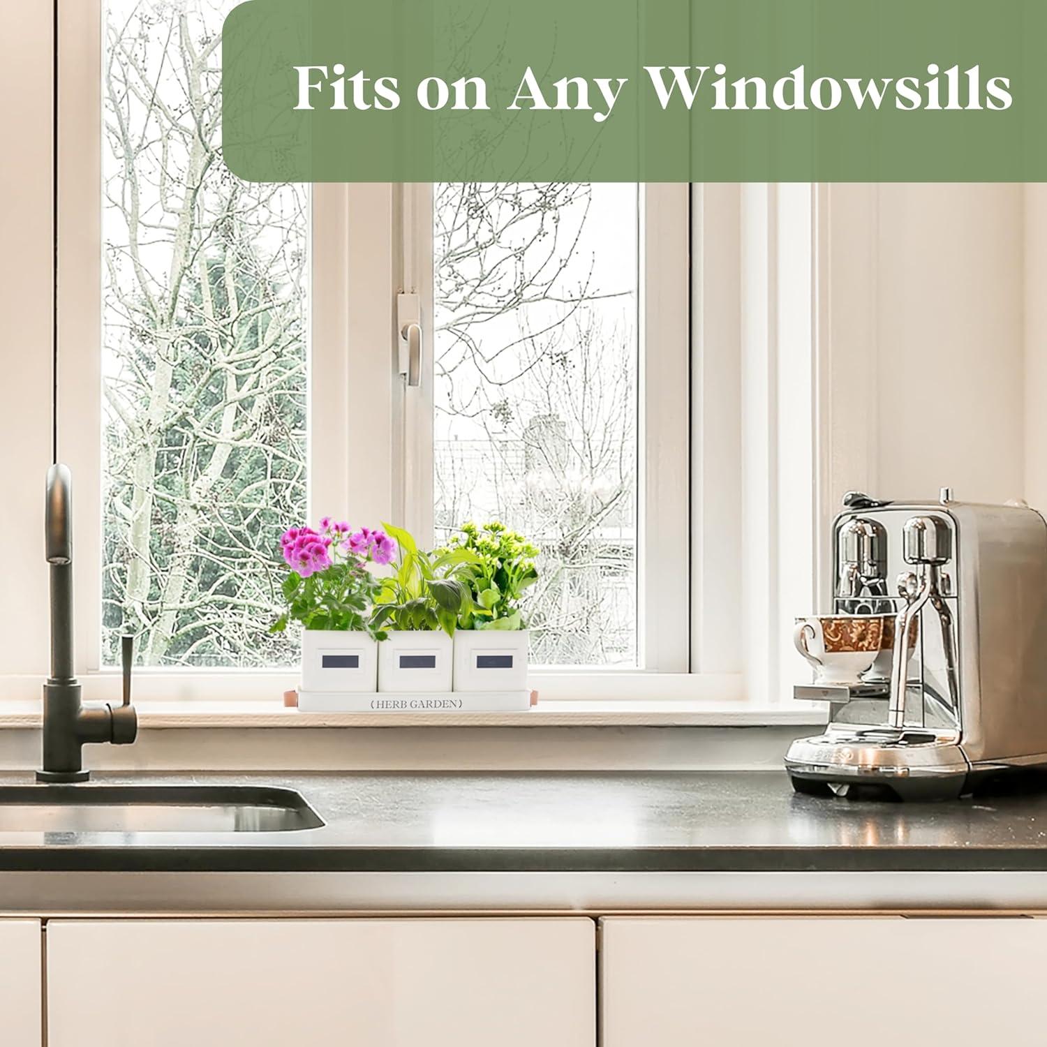 Macetas de Hierbas PERFNIQUE con Bandeja - Estilo Campestre Blanco