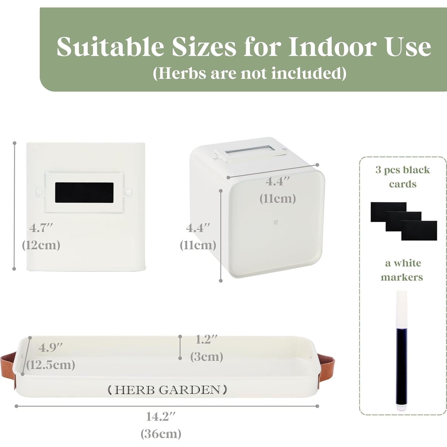 Macetas de Hierbas PERFNIQUE con Bandeja - Estilo Campestre Blanco
