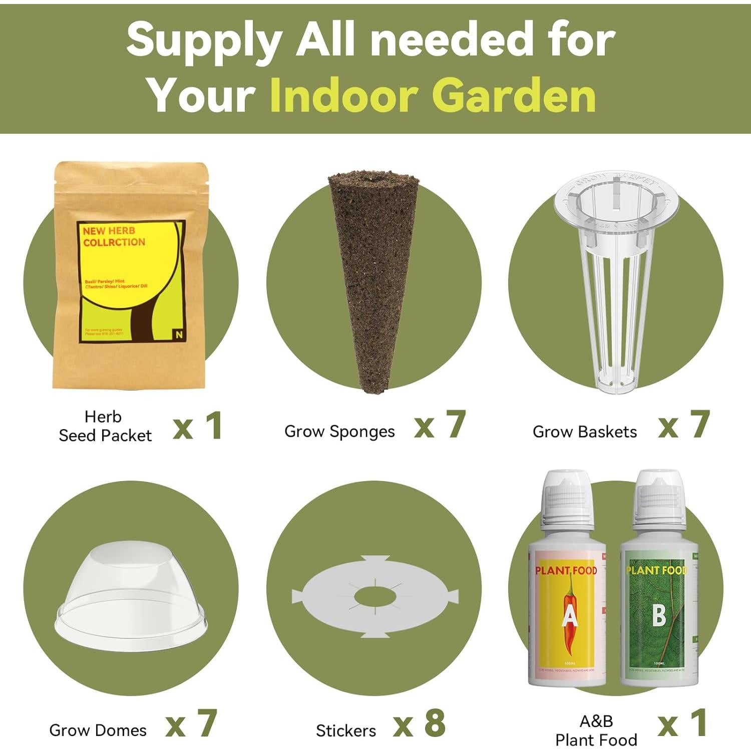 Kit de Vasos de Semillas de Hierbas Gourmet LYKOCLEAN 7 Unidades