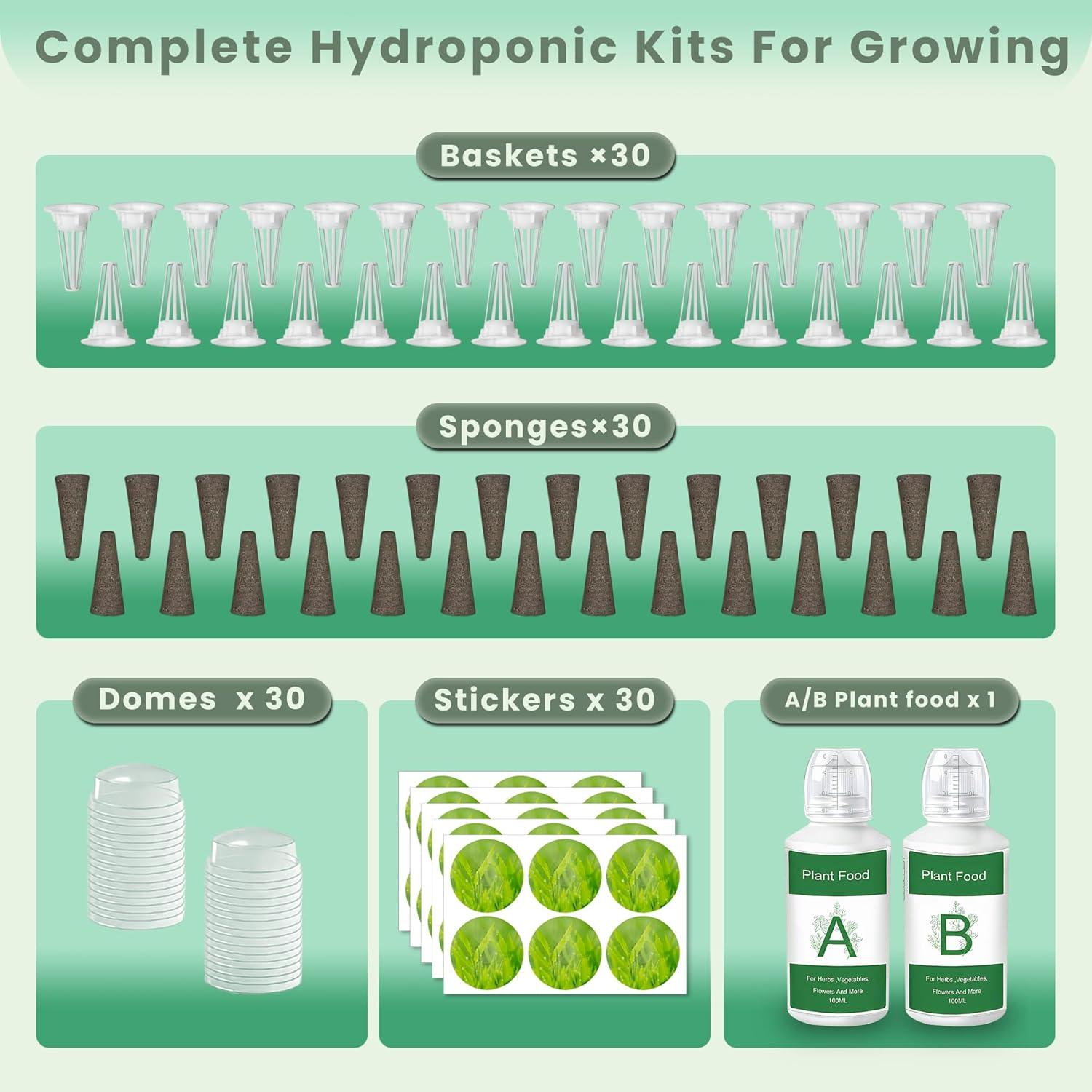 Kit de Cultivo Hidropónico Homeleafy 122 Pcs con Nutrientes