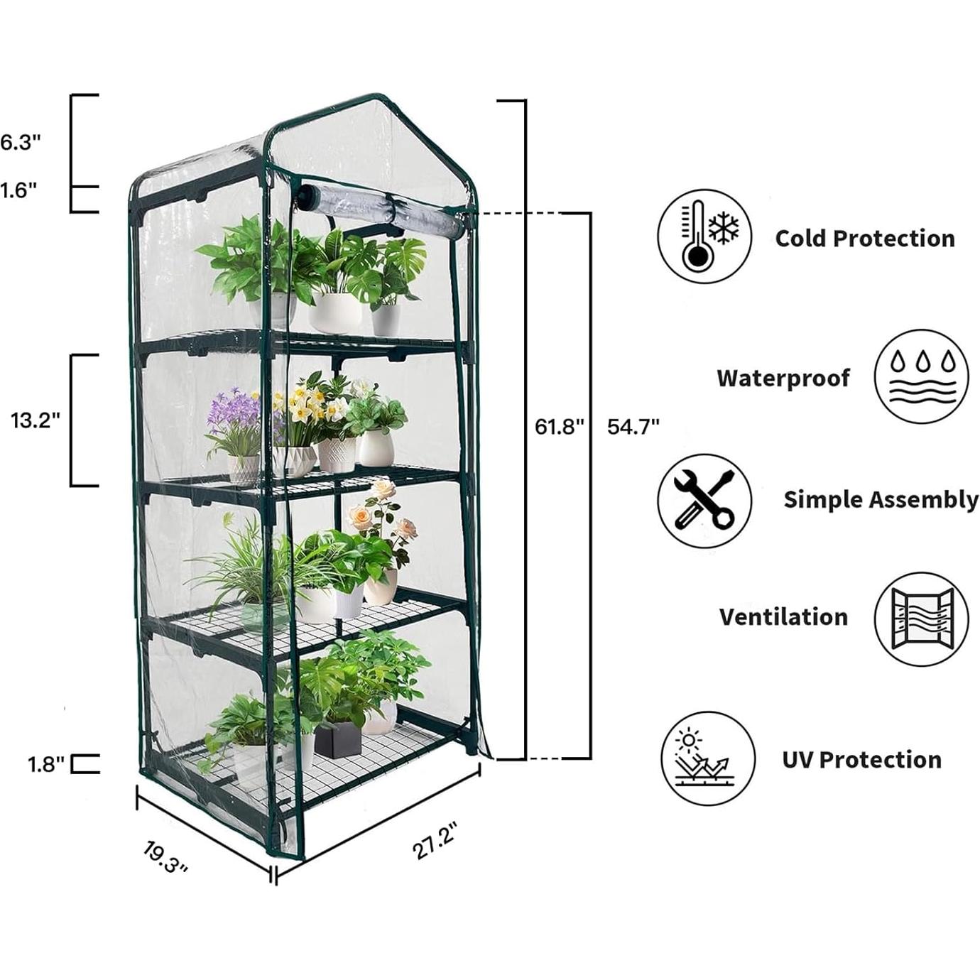 Invernadero Mini 4 Niveles GreenGiggle PVC 68.6x48.3x157.5cm