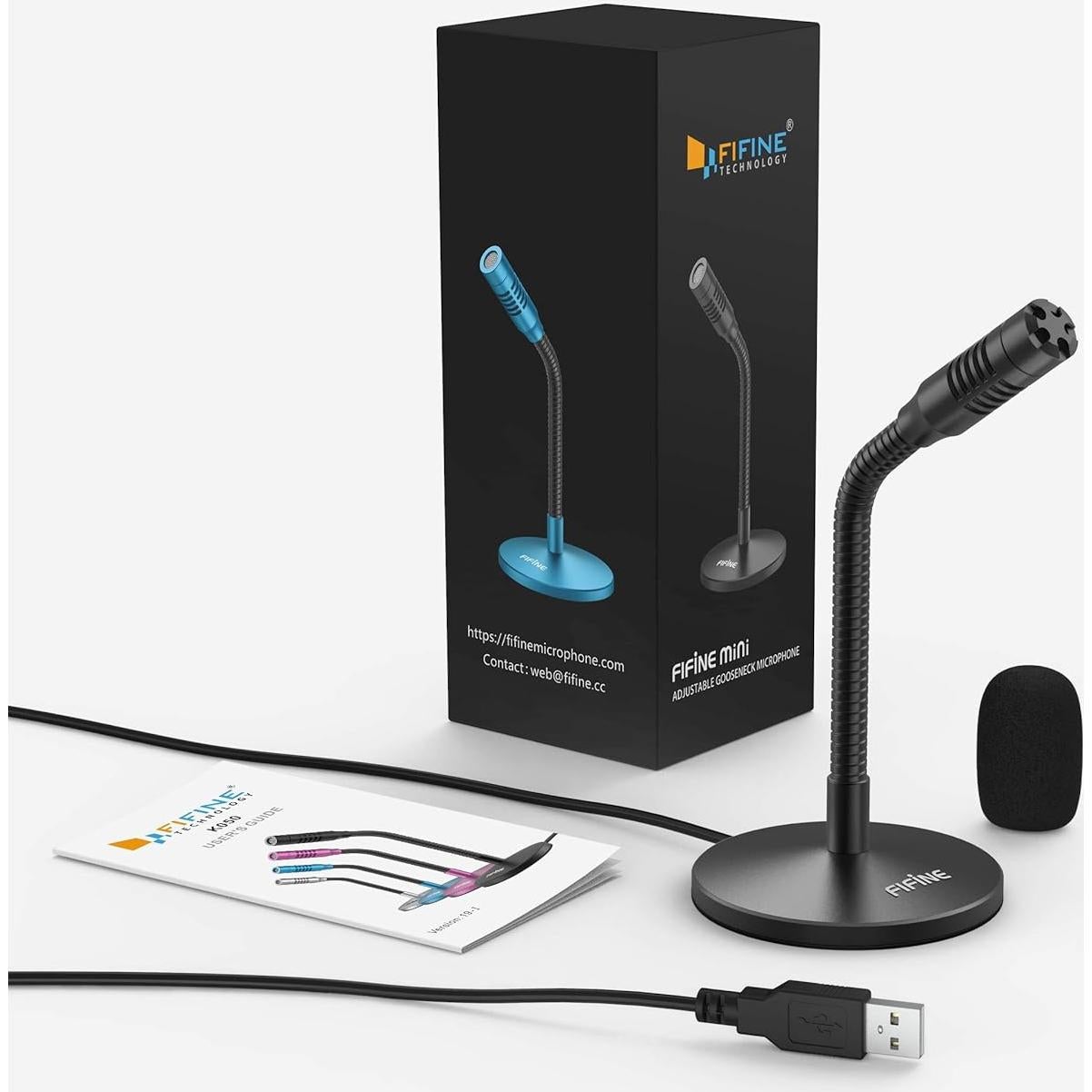 Micrófono USB FIFINE K050 Mini con Cuello de Ganso Ajustable