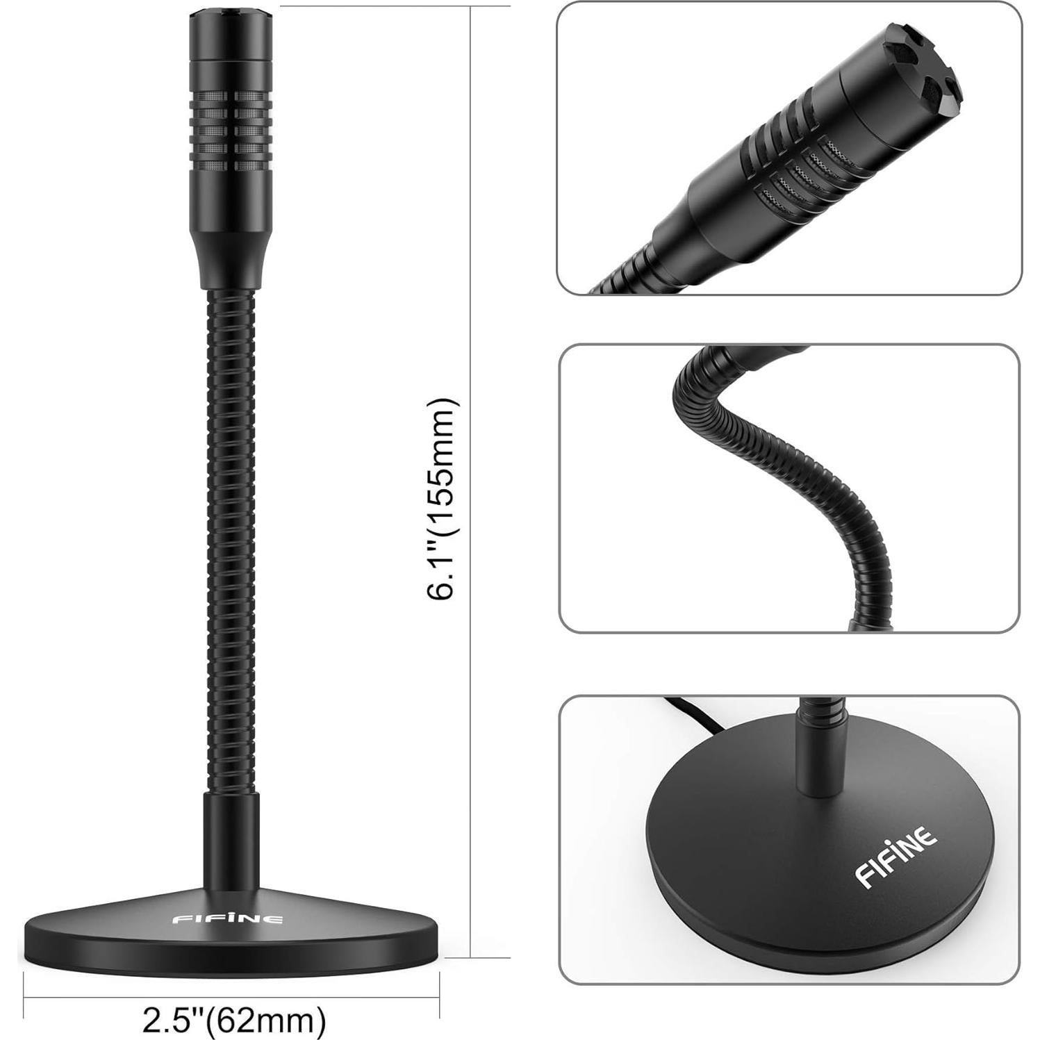 Micrófono USB FIFINE K050 Mini con Cuello de Ganso Ajustable