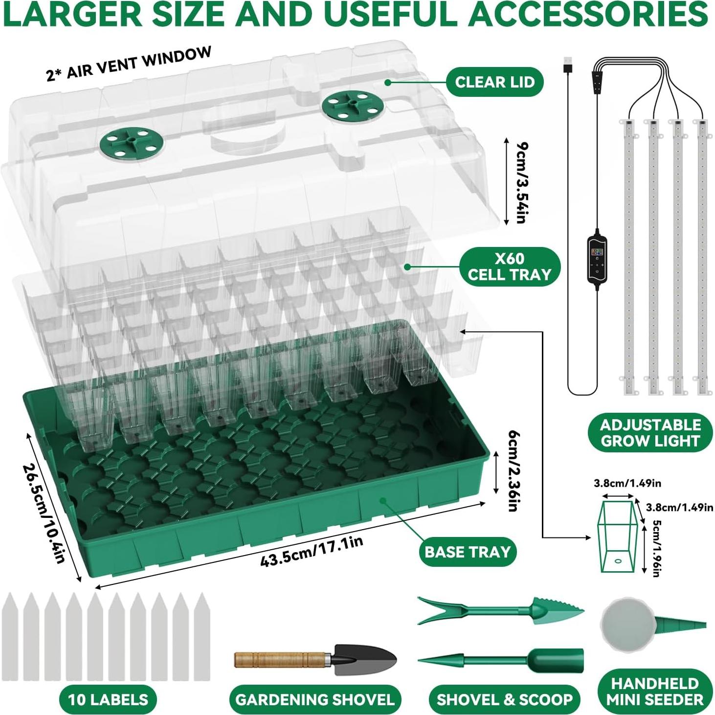 Kit de Inicio de Semillas HEbsjjhd con Luz de Crecimiento y Domo