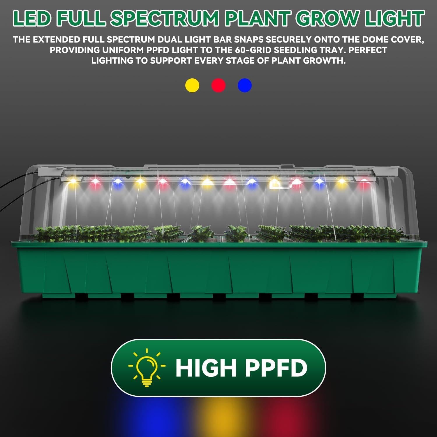 Kit de Inicio de Semillas HEbsjjhd con Luz de Crecimiento y Domo