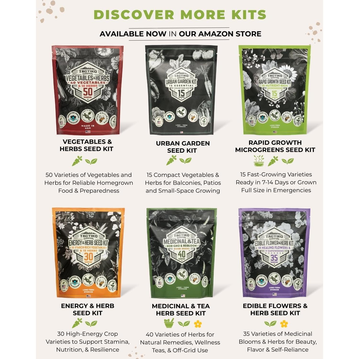 Kit de Semillas Medicinales Tactiko - 60 Variedades No Transgénicas