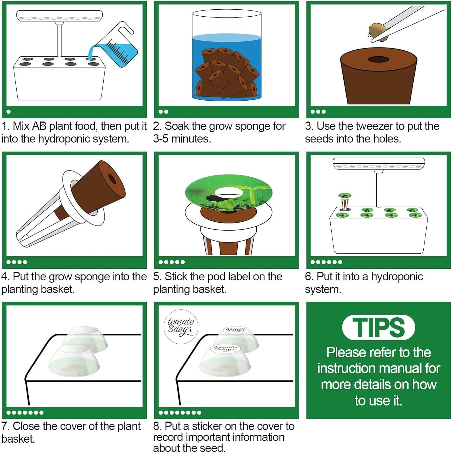 Kit de Cápsulas Hidropónicas Bigmeta - 100 Esponjas de Crecimiento
