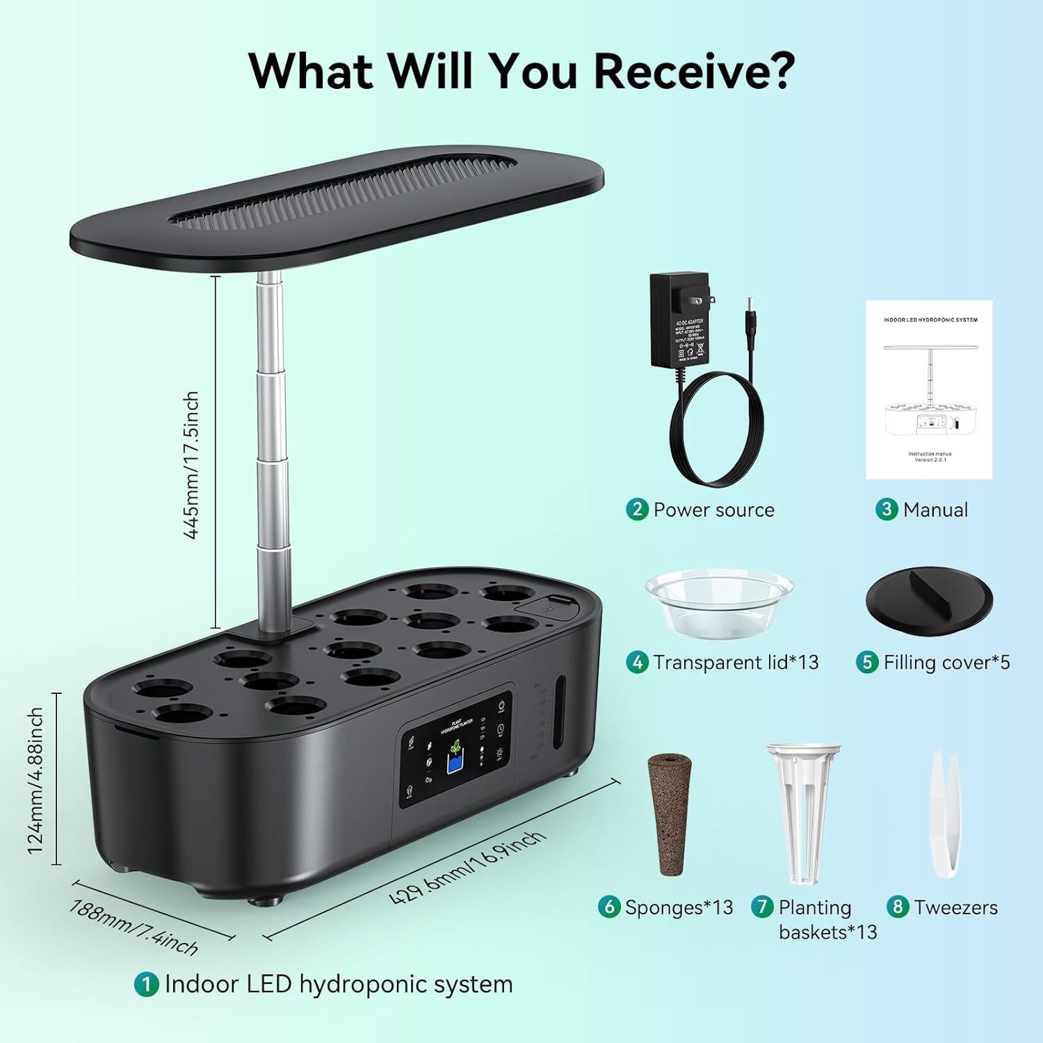 Kit Hidropónico BHTNYOO 13 Cápsulas Jardín Interior 5L