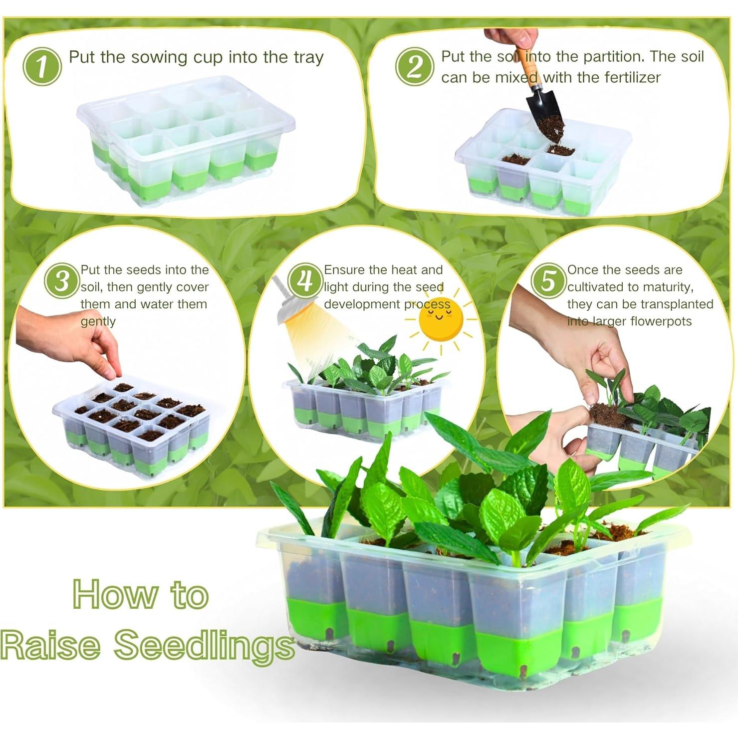 Bandeja de Inicio de Semillas ZSYWODFO - 5 Piezas de Silicona Reutilizable