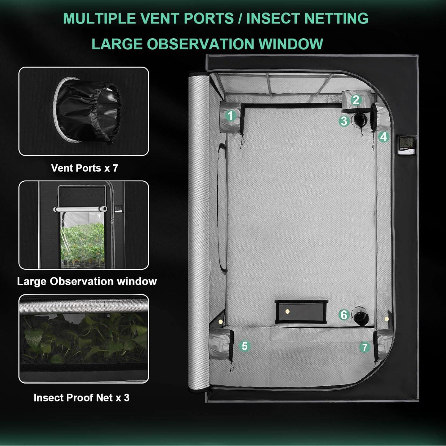 Carpa de Cultivo Interior SNIGJAT 120x120x203 cm con Mylar