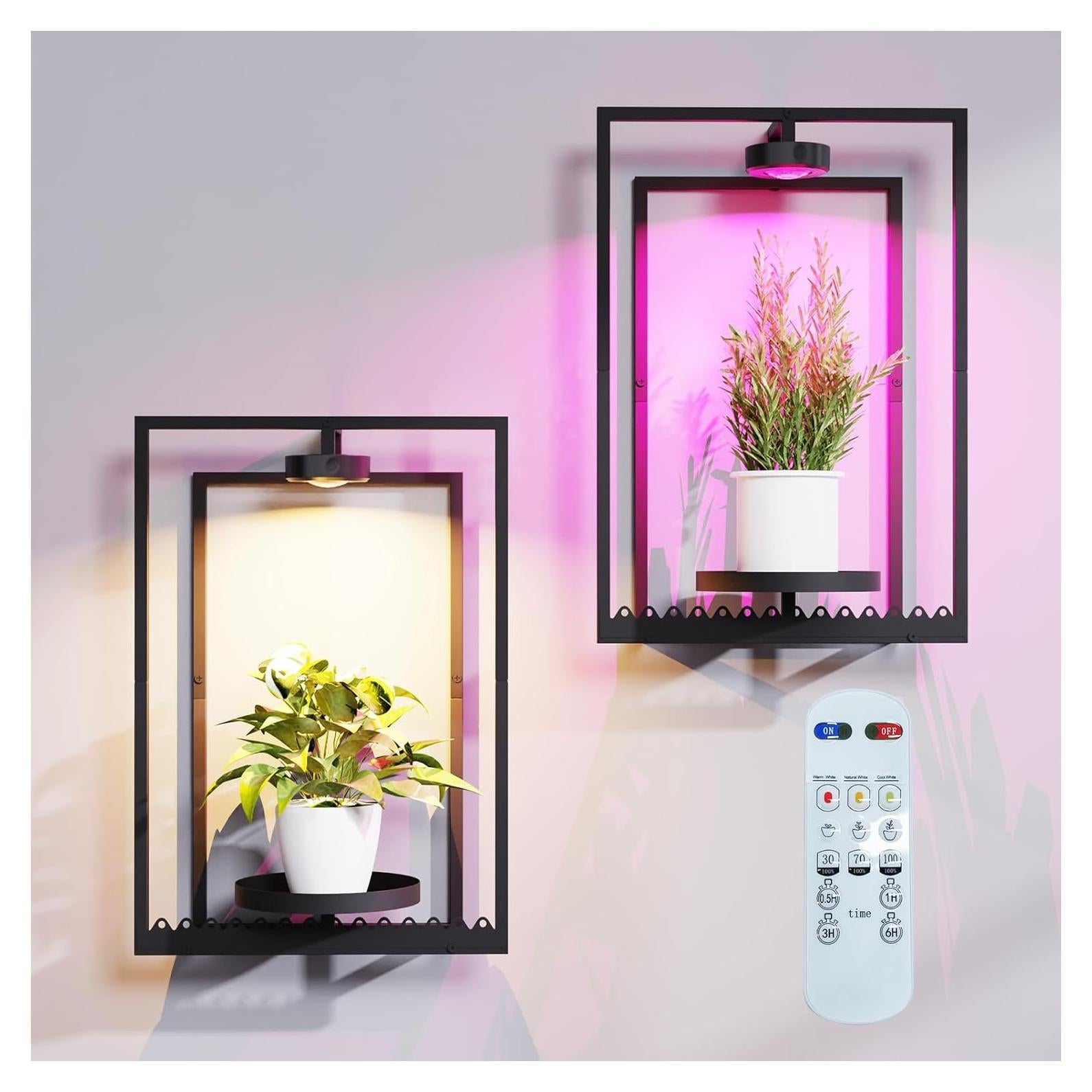 Macetas de Pared Shineled con Luz de Crecimiento, 2 Piezas