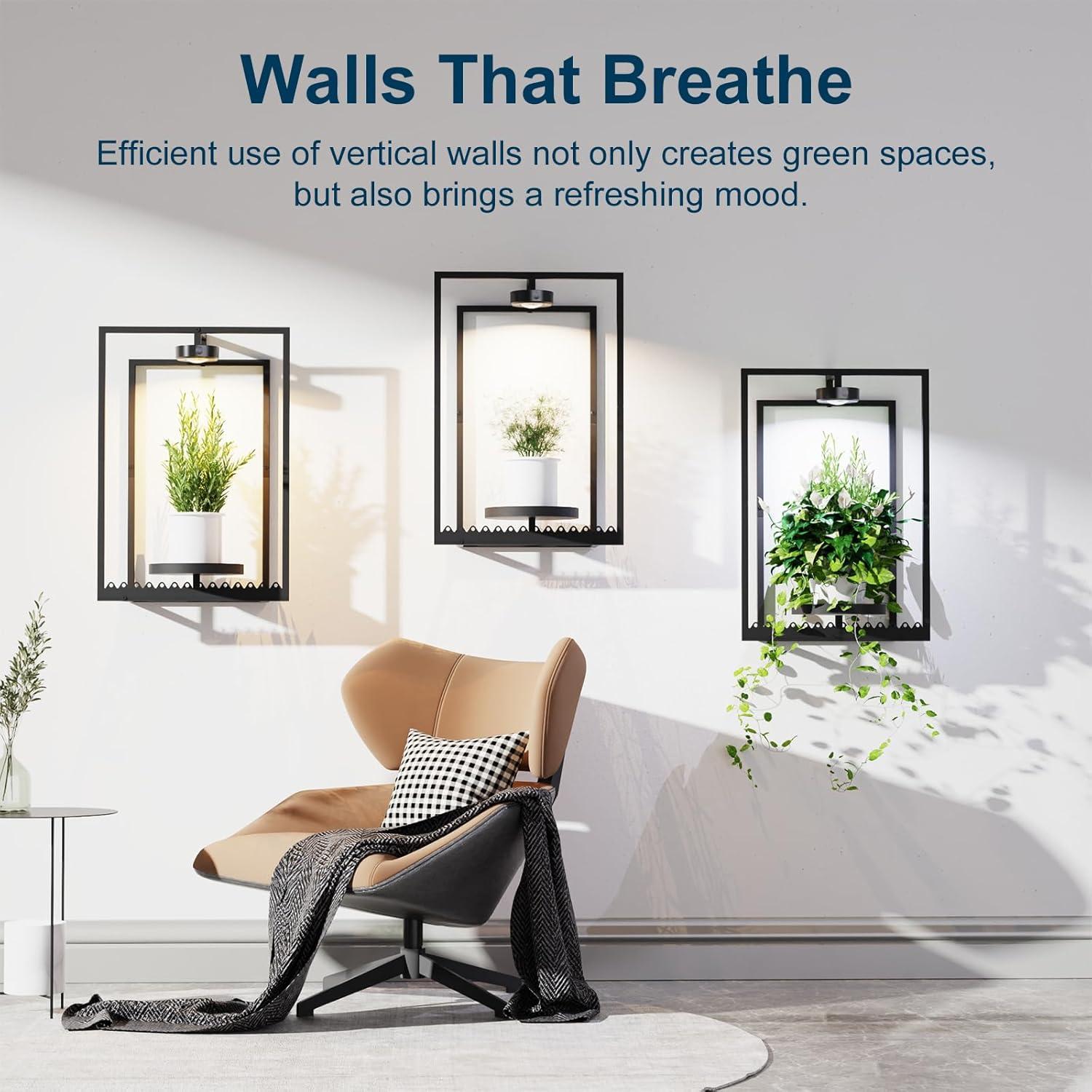 Macetas de Pared Shineled con Luz de Crecimiento, 2 Piezas