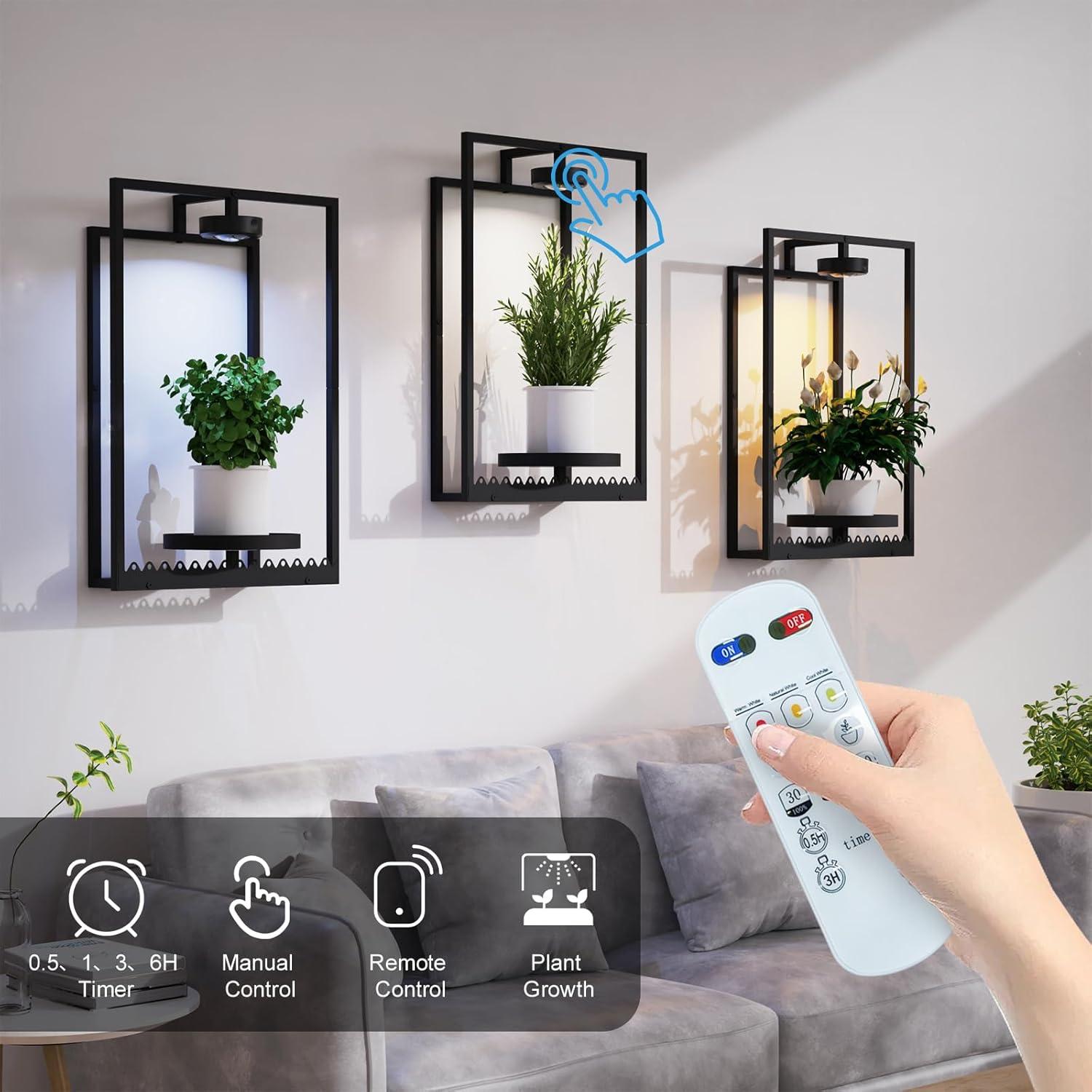 Macetas de Pared Shineled con Luz de Crecimiento, 2 Piezas