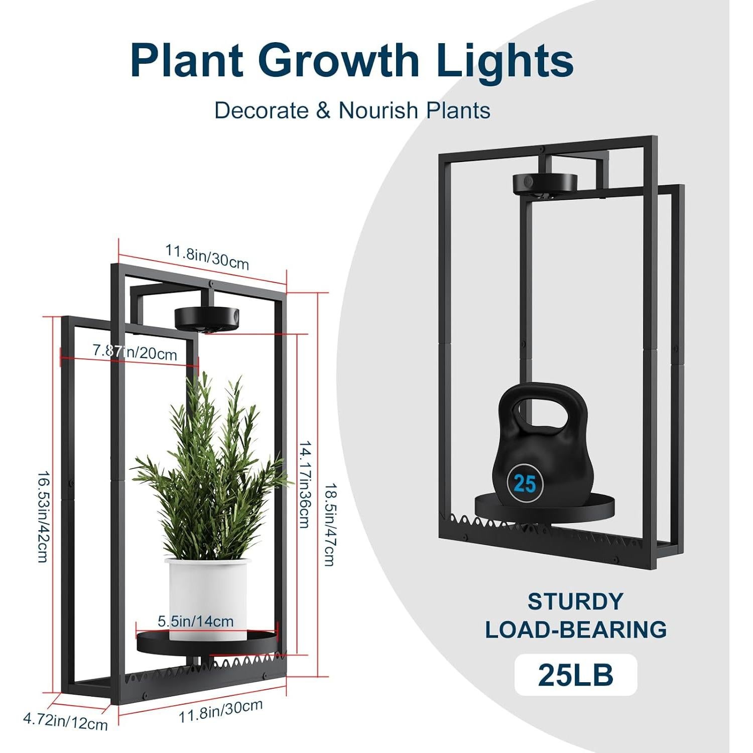 Macetas de Pared Shineled con Luz de Crecimiento, 2 Piezas