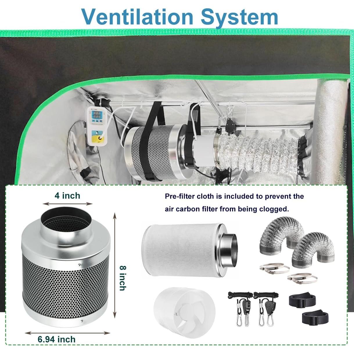 Kit Completo Carpa de Cultivo iMeshbean 121.9x121.9x203.2cm LED 60W