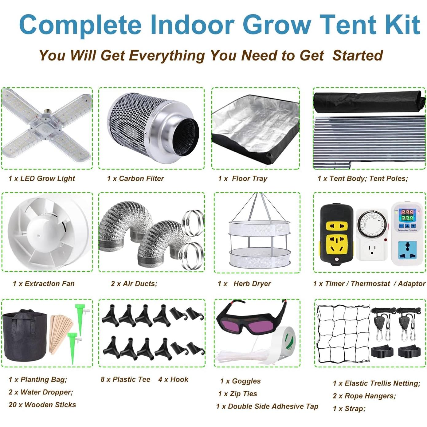 Kit Completo Carpa de Cultivo iMeshbean 121.9x121.9x203.2cm LED 60W