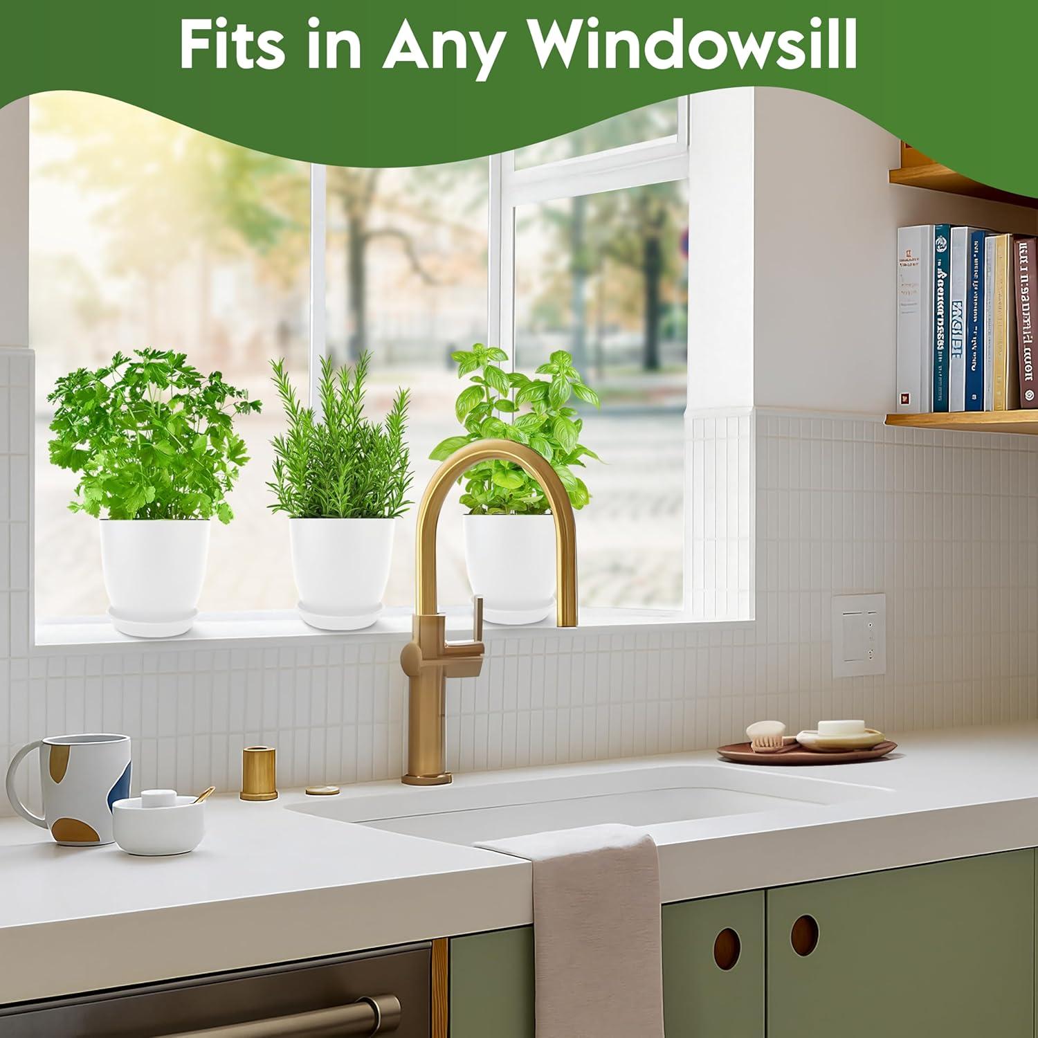 Kit de Jardín Interior JNGrow - Macetas Grandes y Regadera Blanca