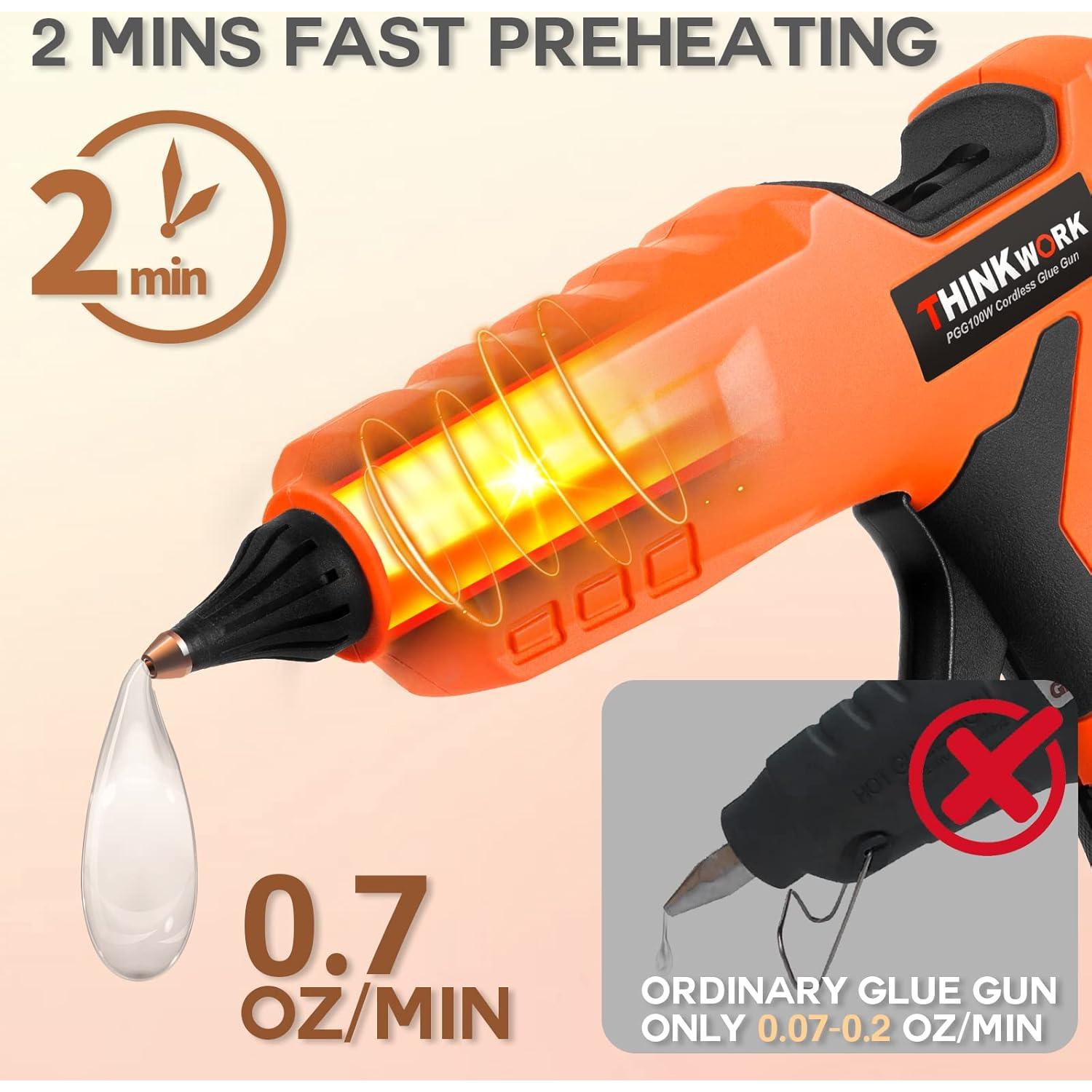 Pistola de Pegamento Inalámbrica THINKWORK 20V 100W con 30 Barras