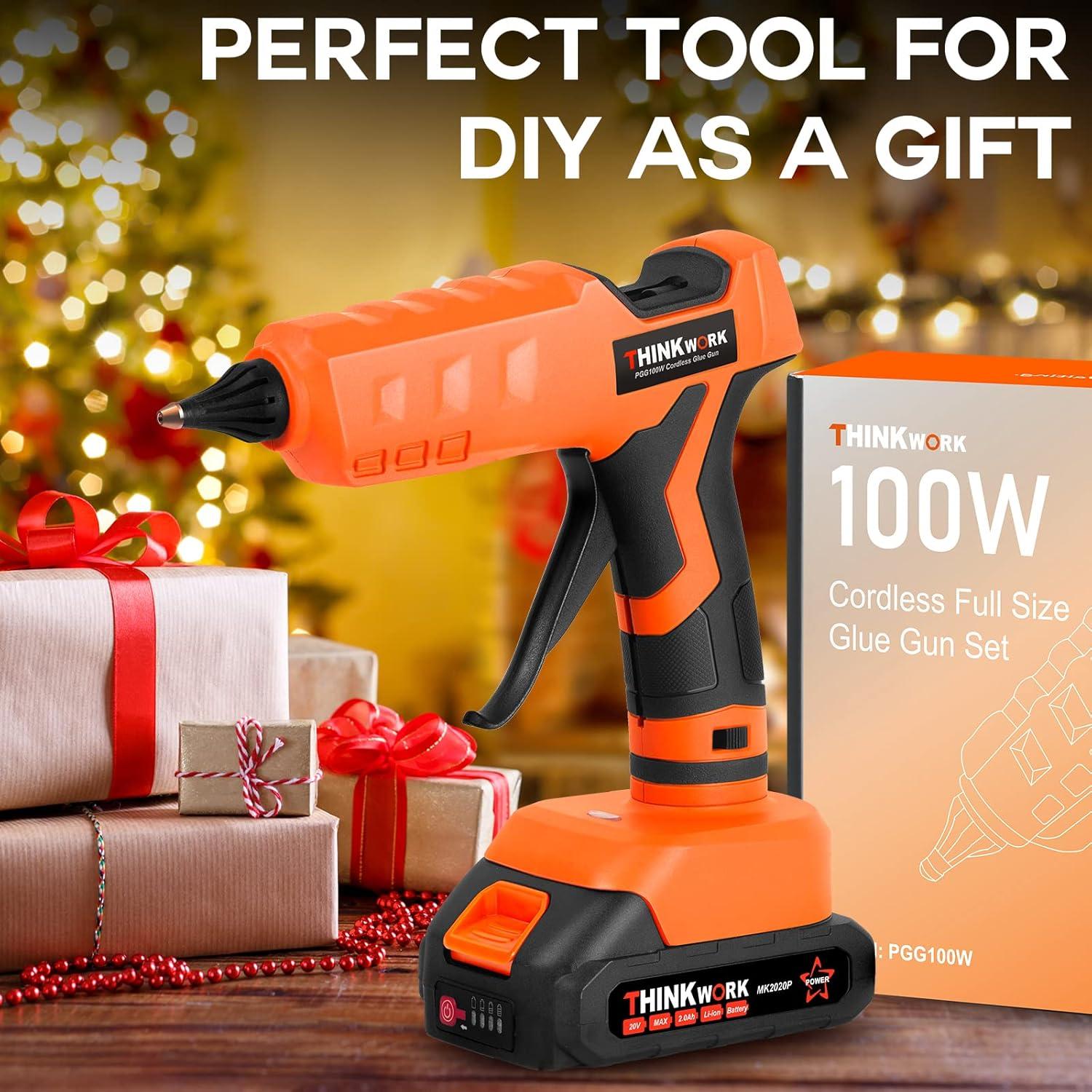 Pistola de Pegamento Inalámbrica THINKWORK 20V 100W con 30 Barras