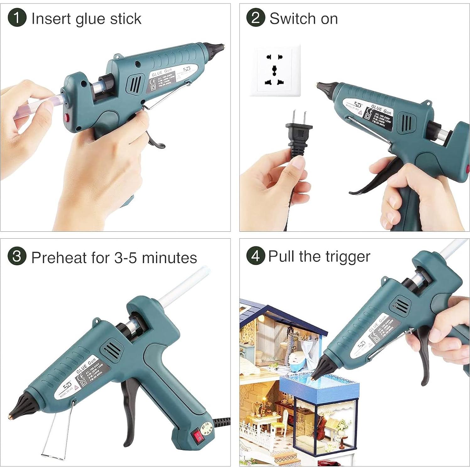 Pistola de Pegamento Caliente 100W LEBACUTE con 12 Barras