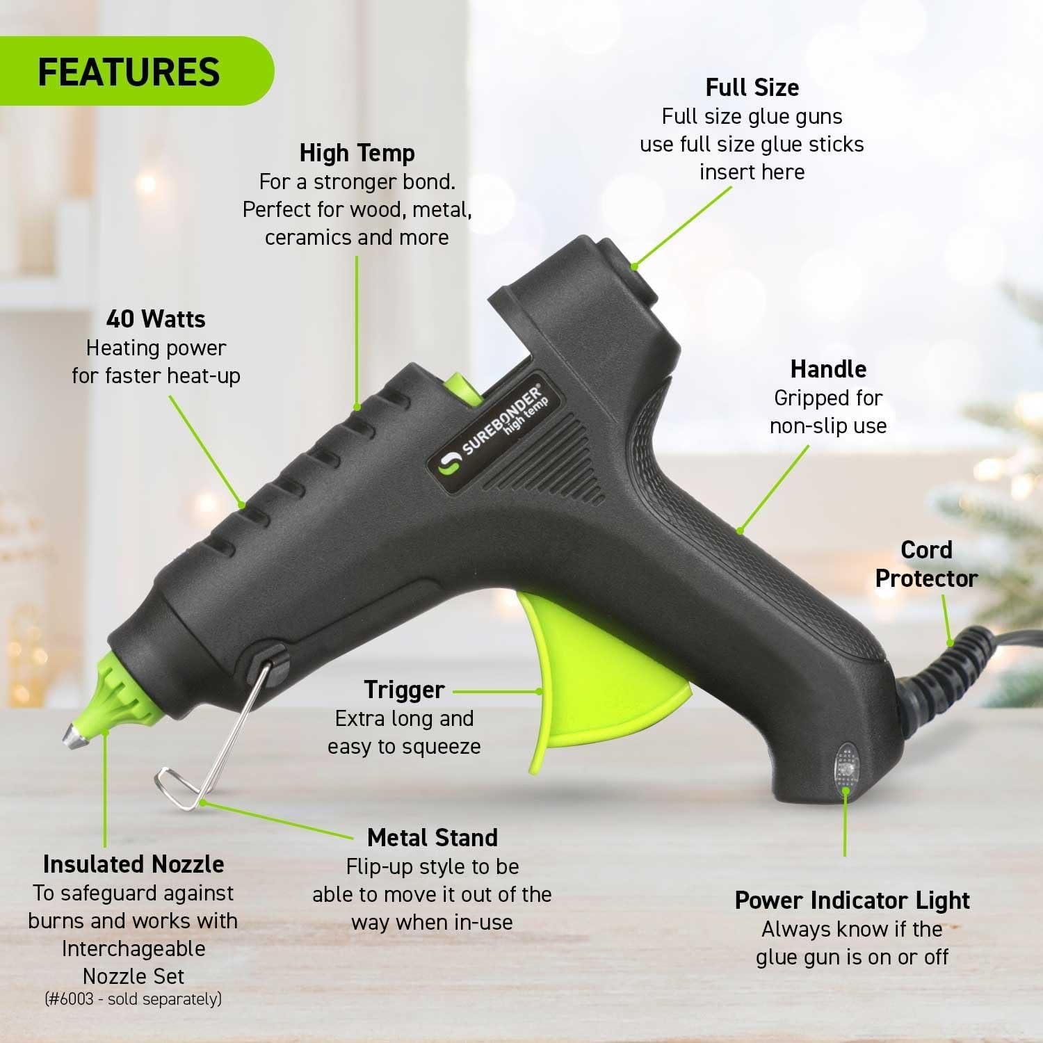 Kit de Pistola de Pegamento Caliente Surebonder 40W con 20 Barras