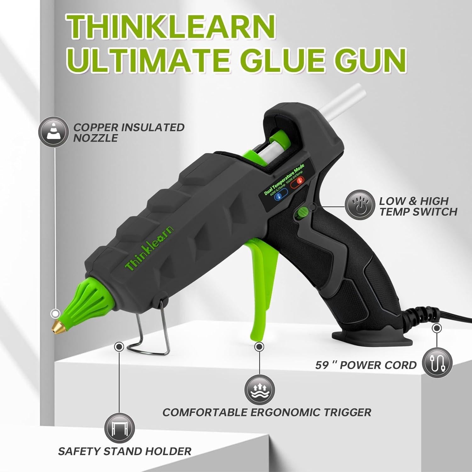 Pistola de Pegamento Caliente ThinkLearn 60/100W con 15 Barras