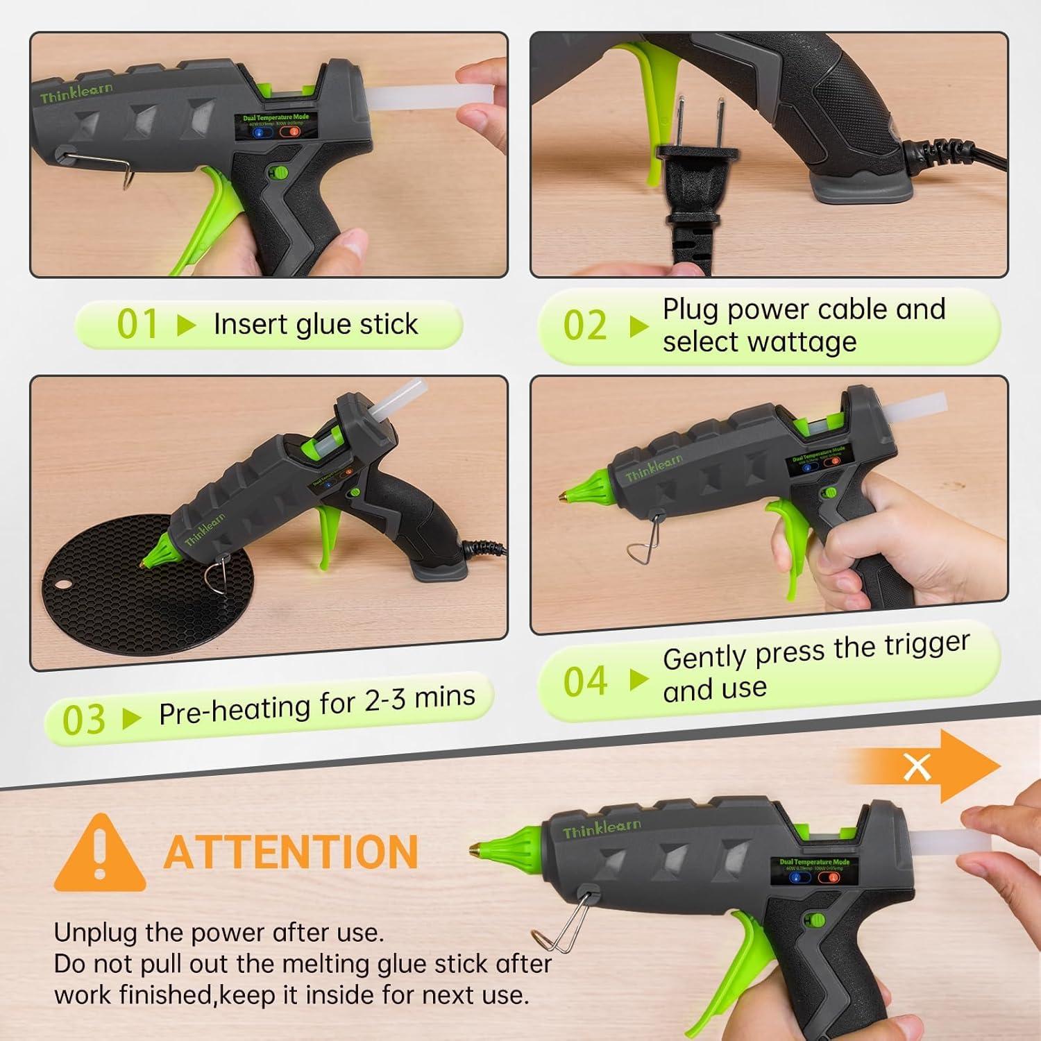 Pistola de Pegamento Caliente ThinkLearn 60/100W con 15 Barras