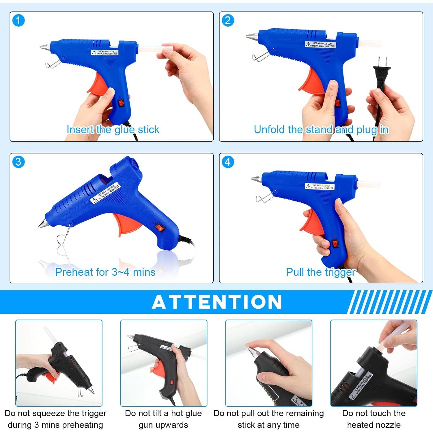 Kit Pistola de Pegamento Caliente 100W Therwen Azul 4 Piezas