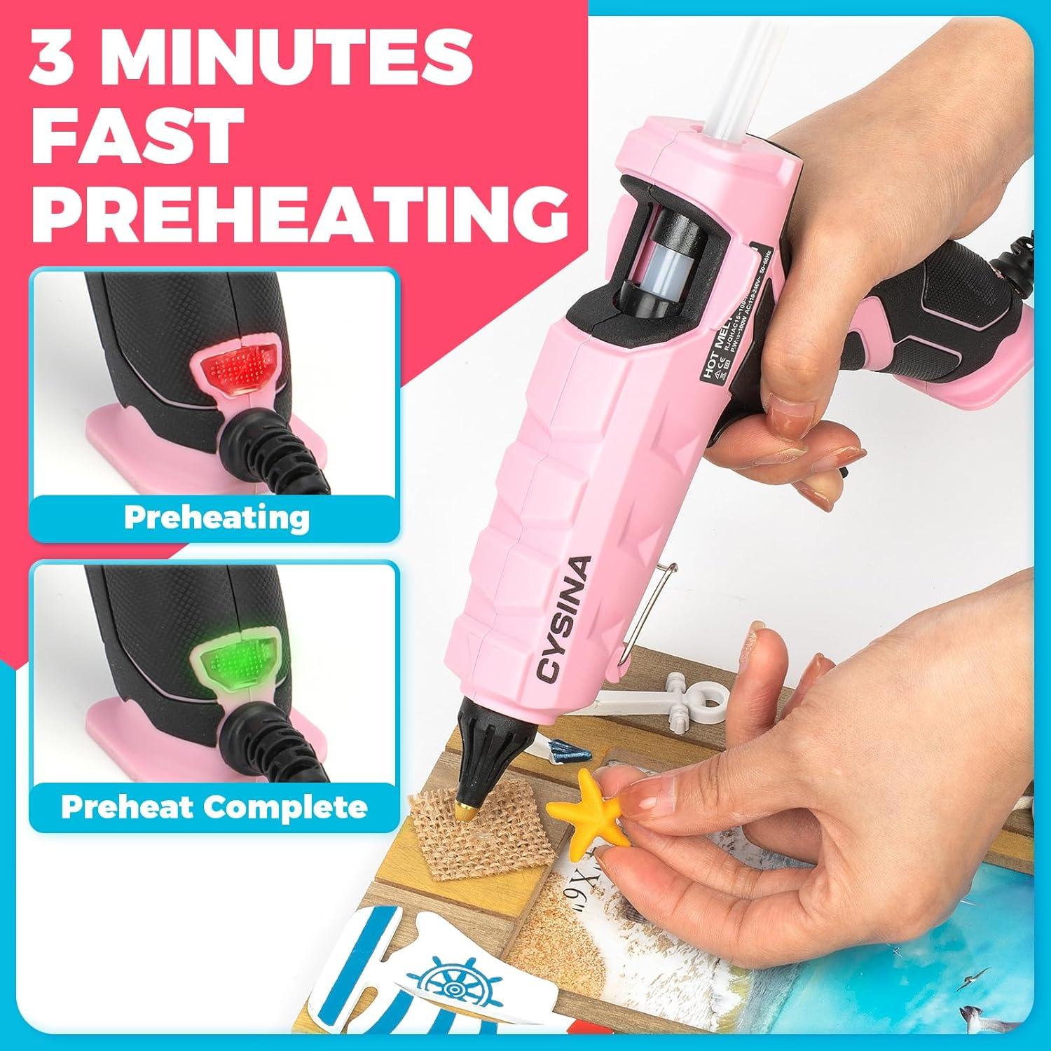 Pistola de Pegamento Caliente CYSINA 100W Rosa con 30 Barras