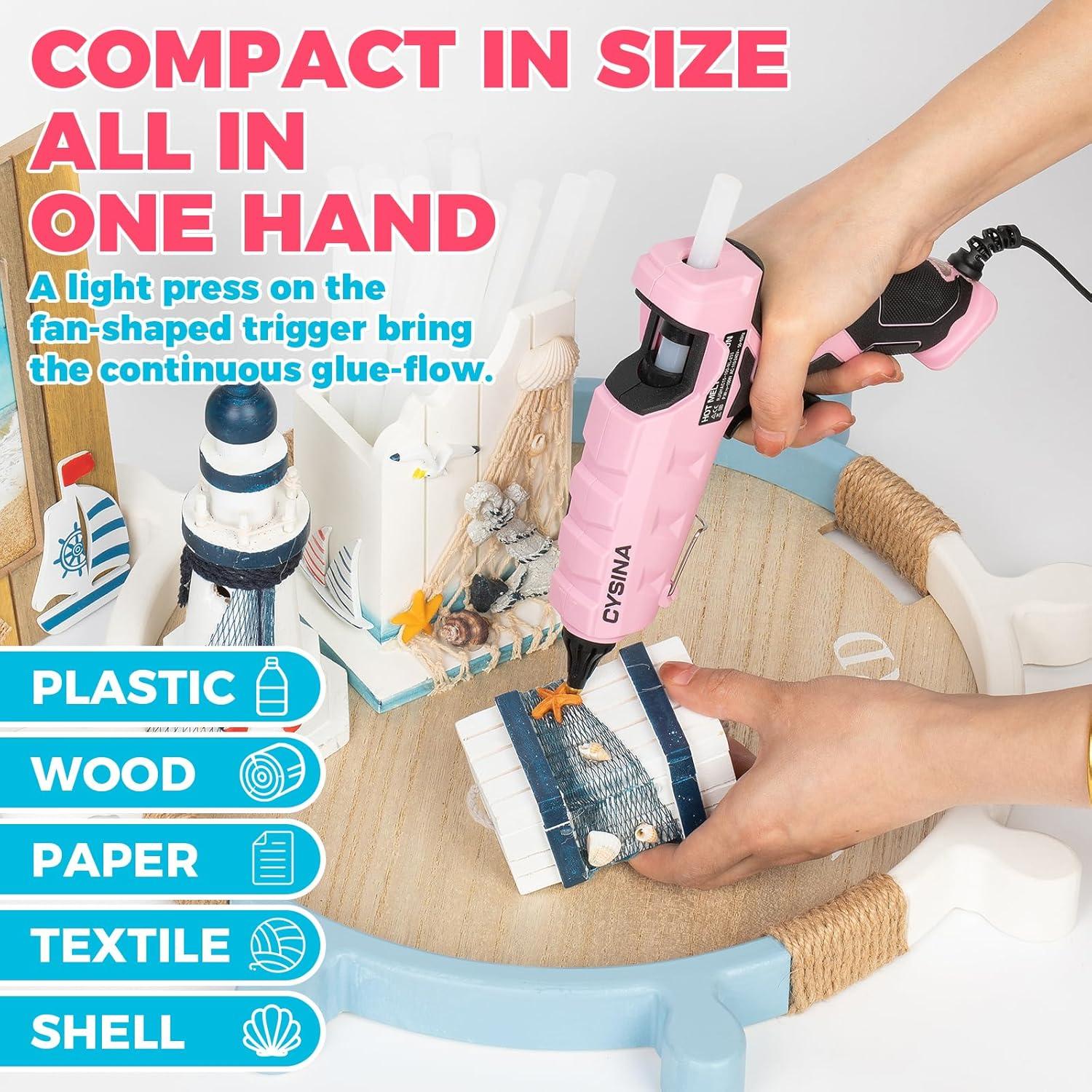 Pistola de Pegamento Caliente CYSINA 100W Rosa con 30 Barras