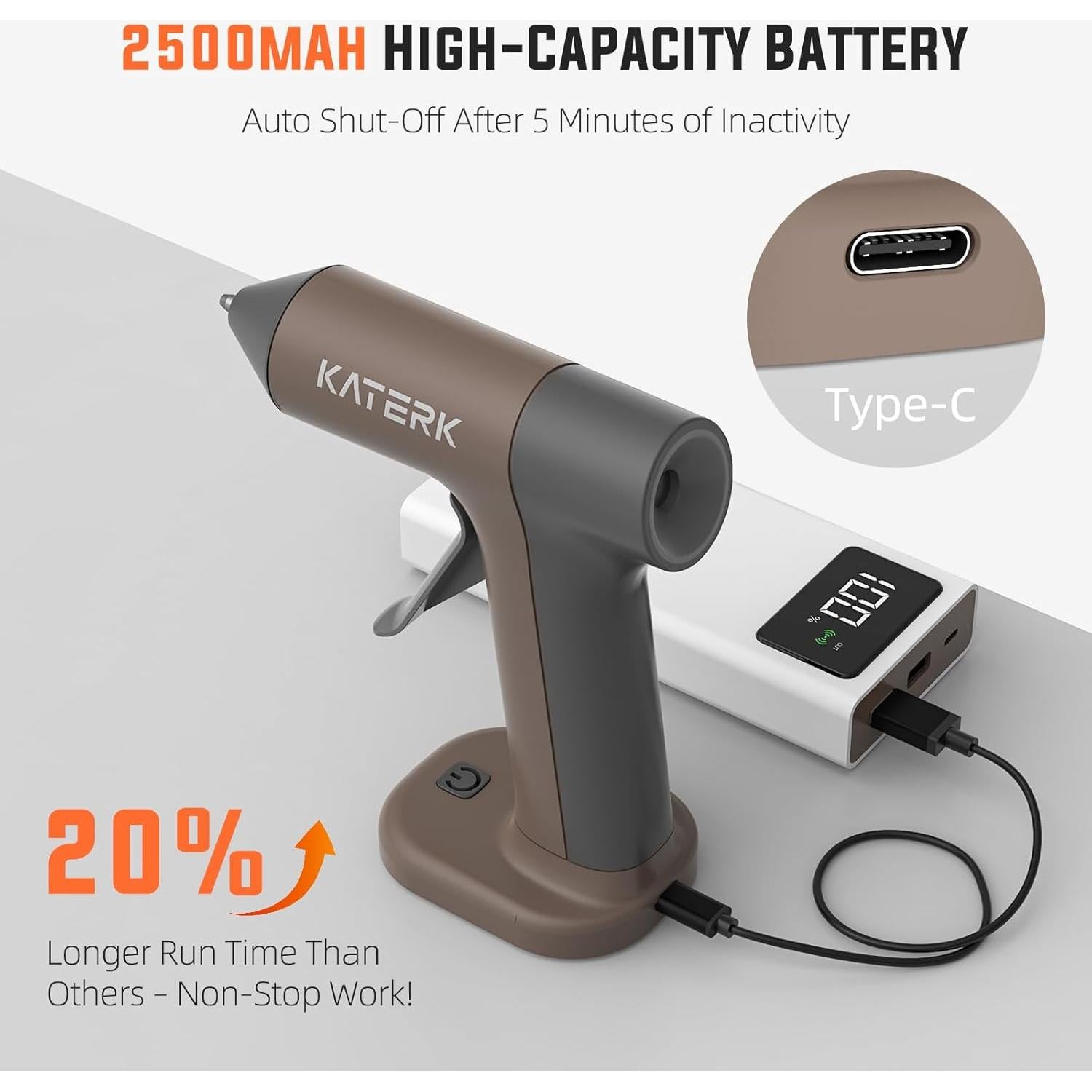 Pistola de Pegamento Caliente Inalámbrica Katerk 2500mAh