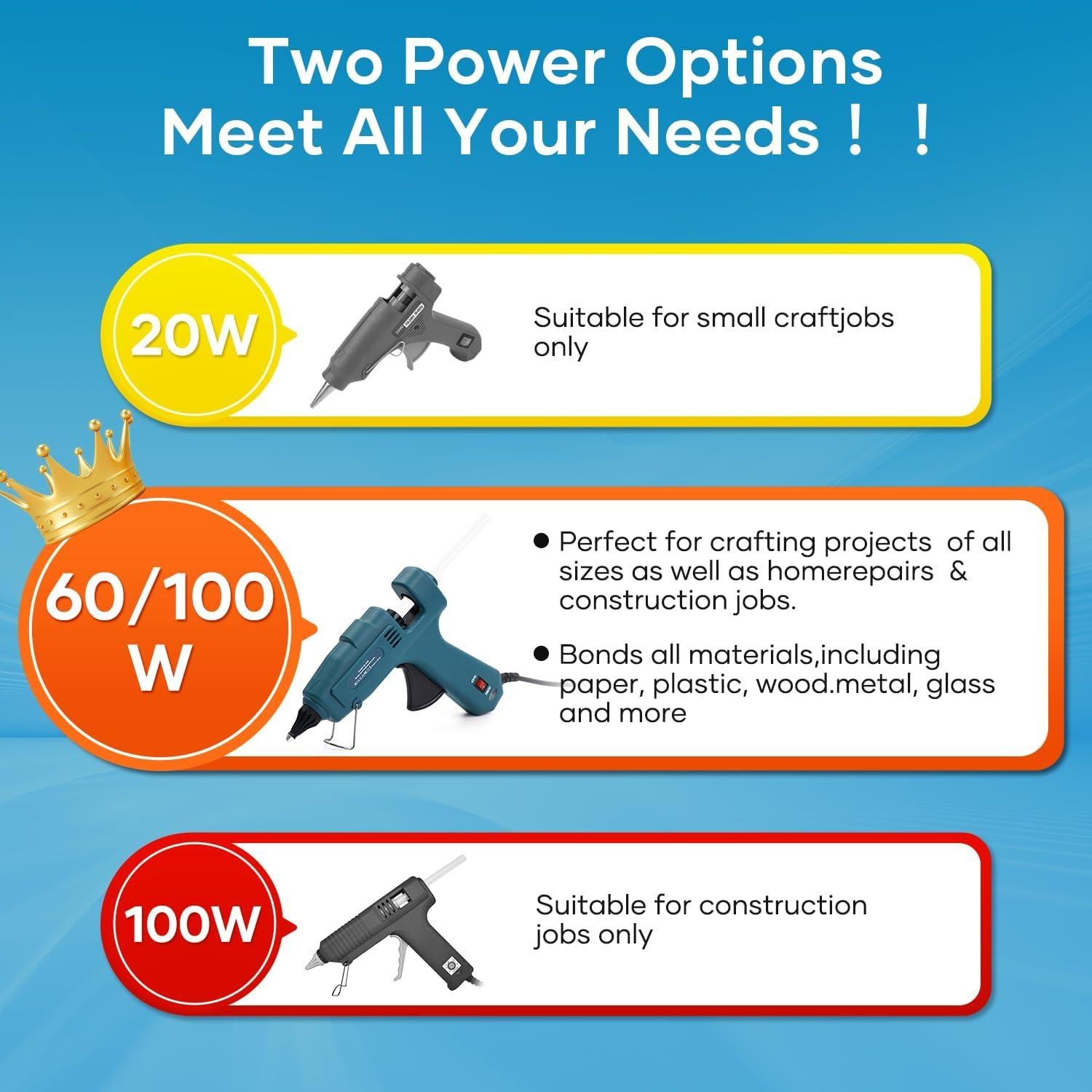 Pistola de Pegamento Caliente Assark 100W/60W con 15 Barras
