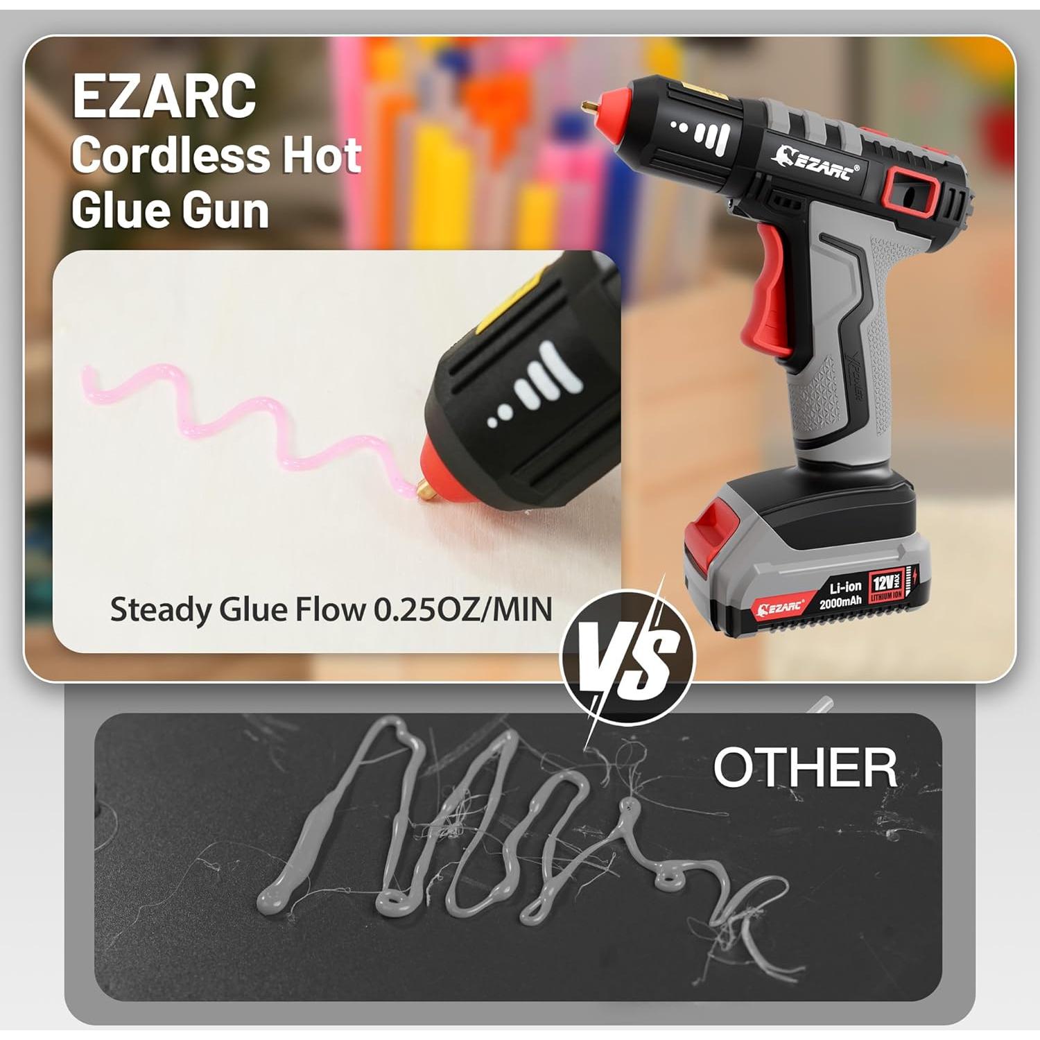 Pistola de Pegamento Caliente Inalámbrica EZARC 12V 50 Barras