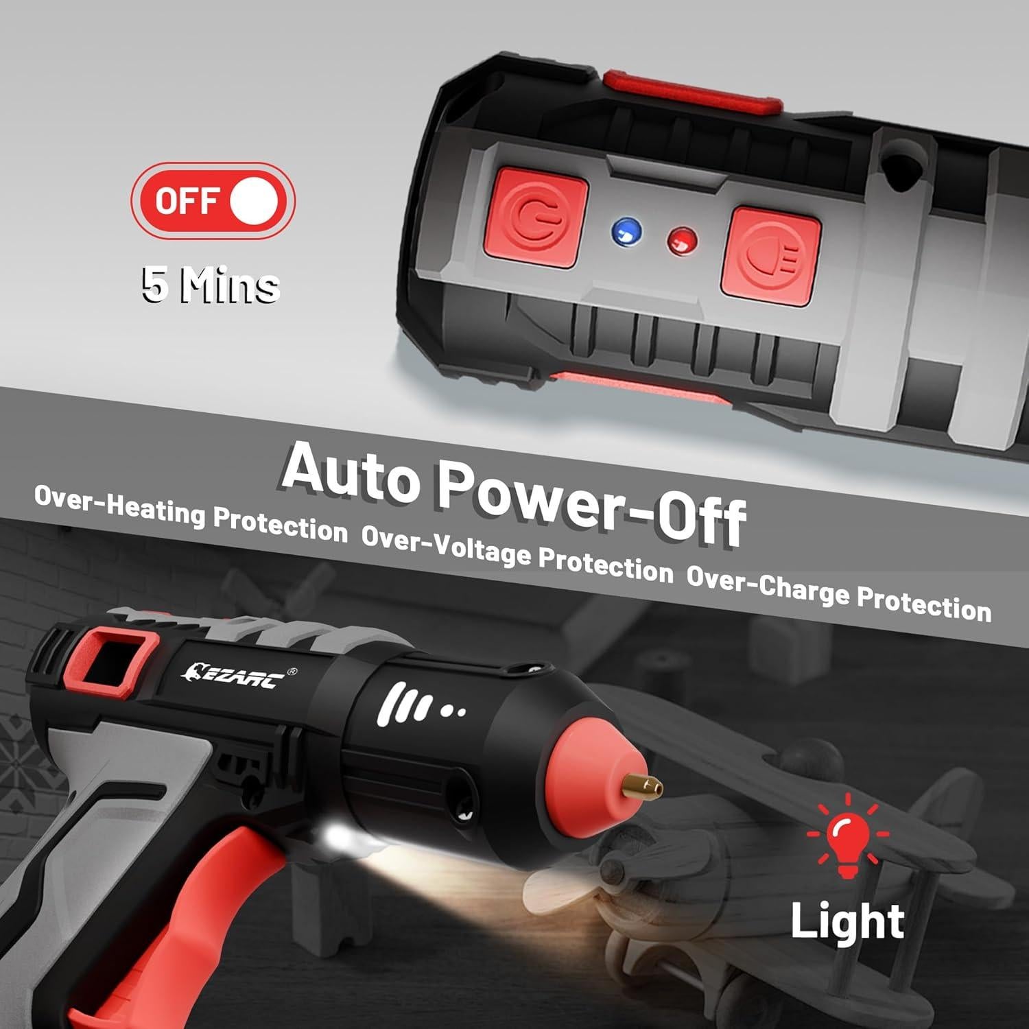 Pistola de Pegamento Caliente Inalámbrica EZARC 12V 50 Barras