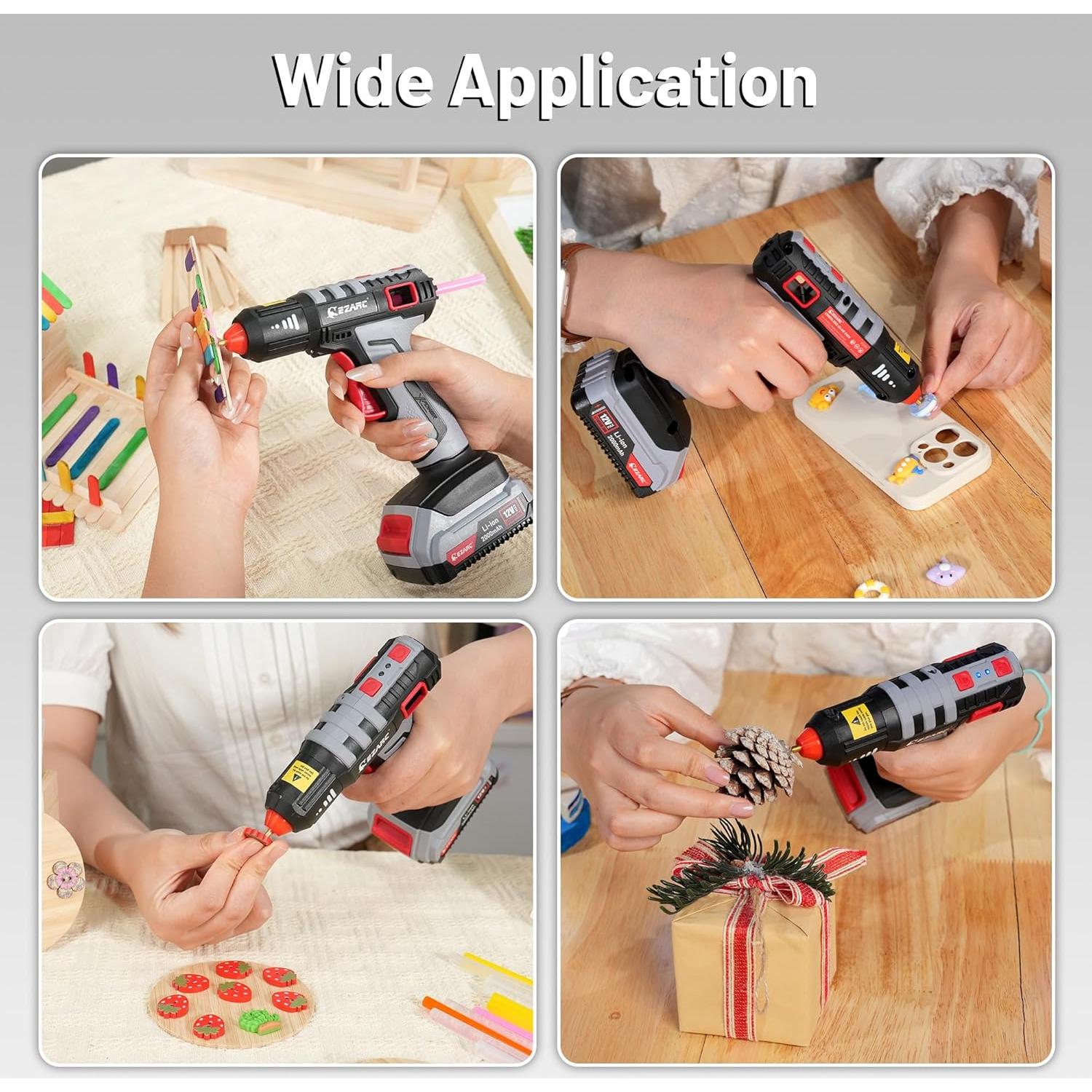 Pistola de Pegamento Caliente Inalámbrica EZARC 12V 50 Barras