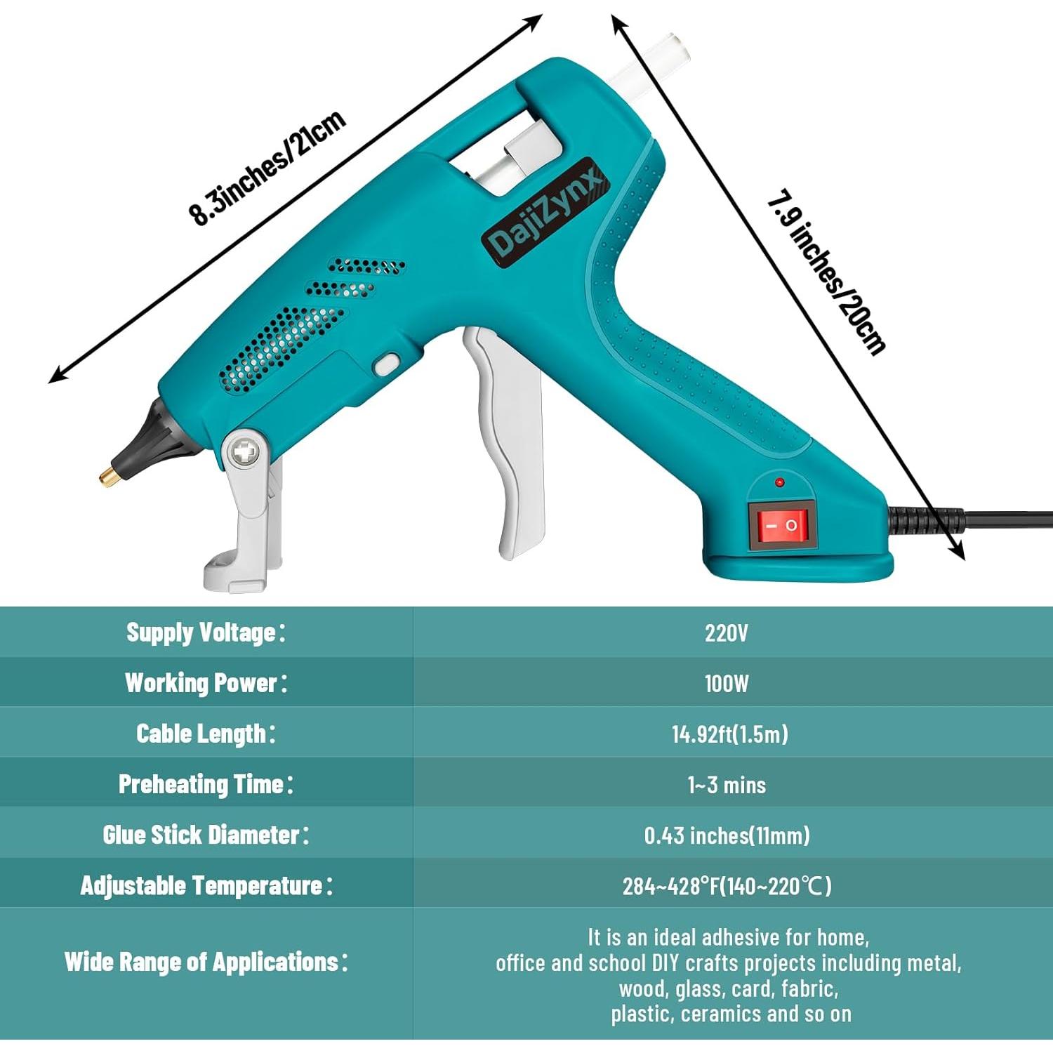 Pistola de Pegamento Caliente DajiZynx 100W con 30 Barras