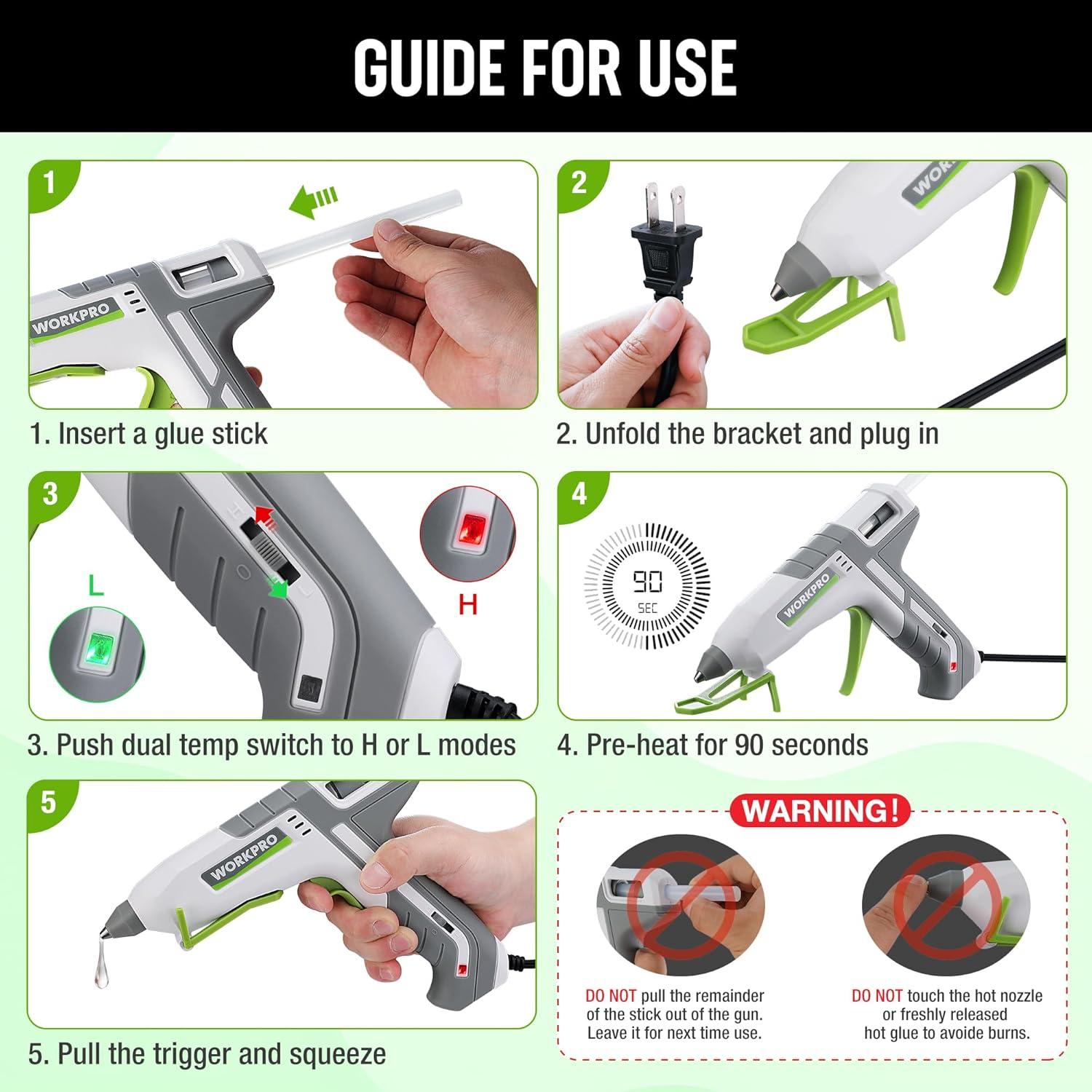Pistola de Pegamento Caliente WORKPRO 60/100W + 10 Barras 11mm