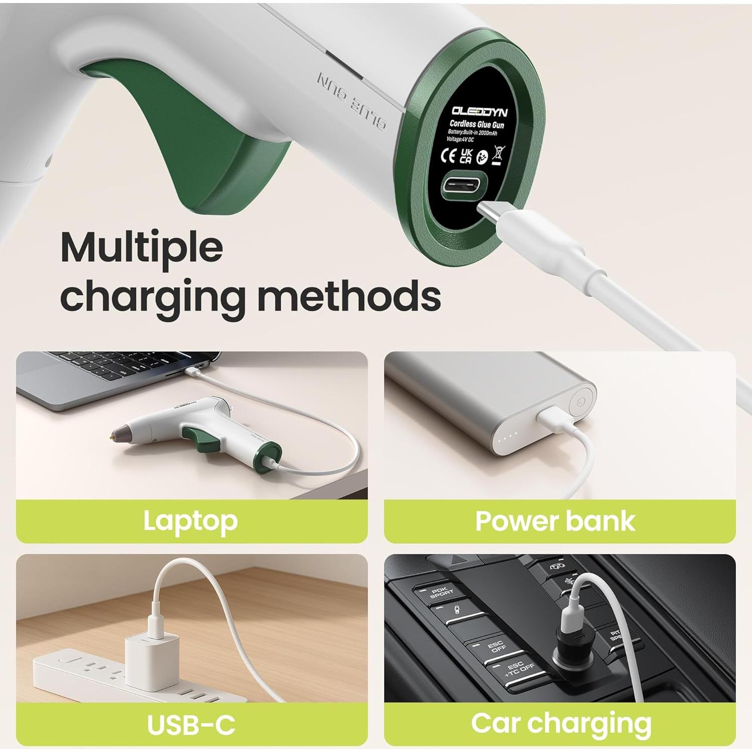 Pistola de Pegamento Caliente Inalámbrica Oleodyn 2000mAh 30 Barras