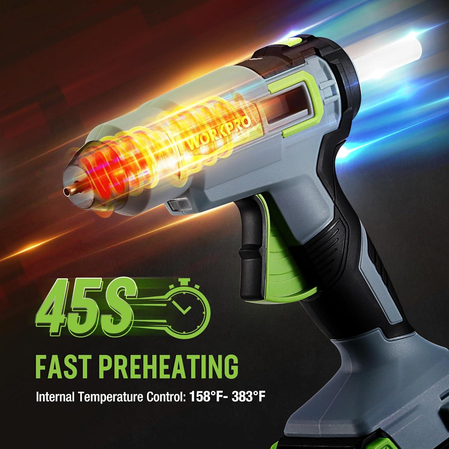 Pistola de Pegamento Caliente Inalámbrica WORKPRO 20V 40W