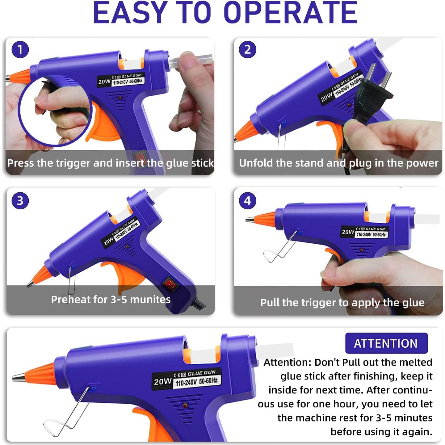 Kit de Mini Pistola de Pegamento Caliente OUREPOCA 2 Paquetes con 20 Palitos