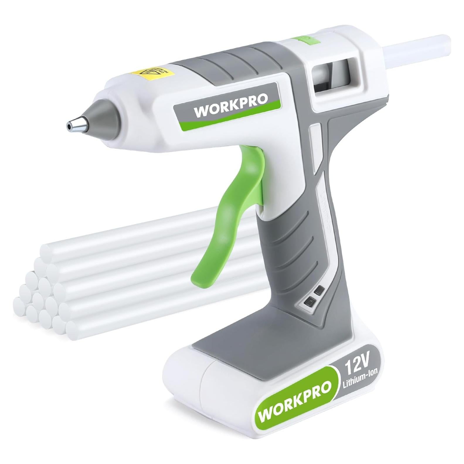 Pistola de Pegamento Caliente Inalámbrica WORKPRO 12V con 15 Barras