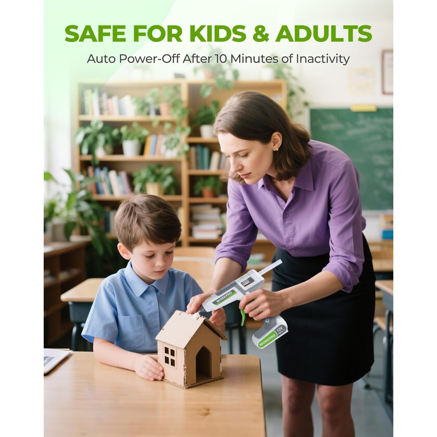 Pistola de Pegamento Caliente Inalámbrica WORKPRO 12V con 15 Barras