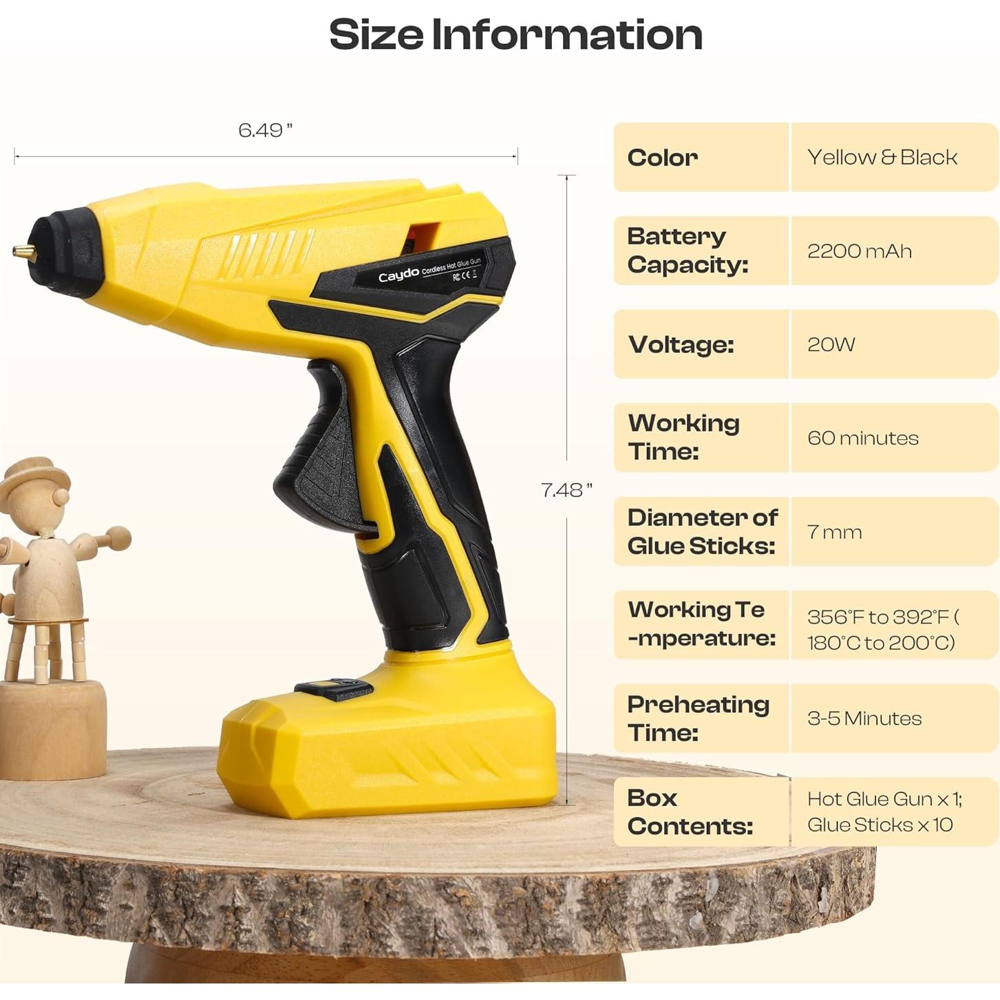 Pistola de Pegamento Caliente Inalámbrica Caydo 2200mAh
