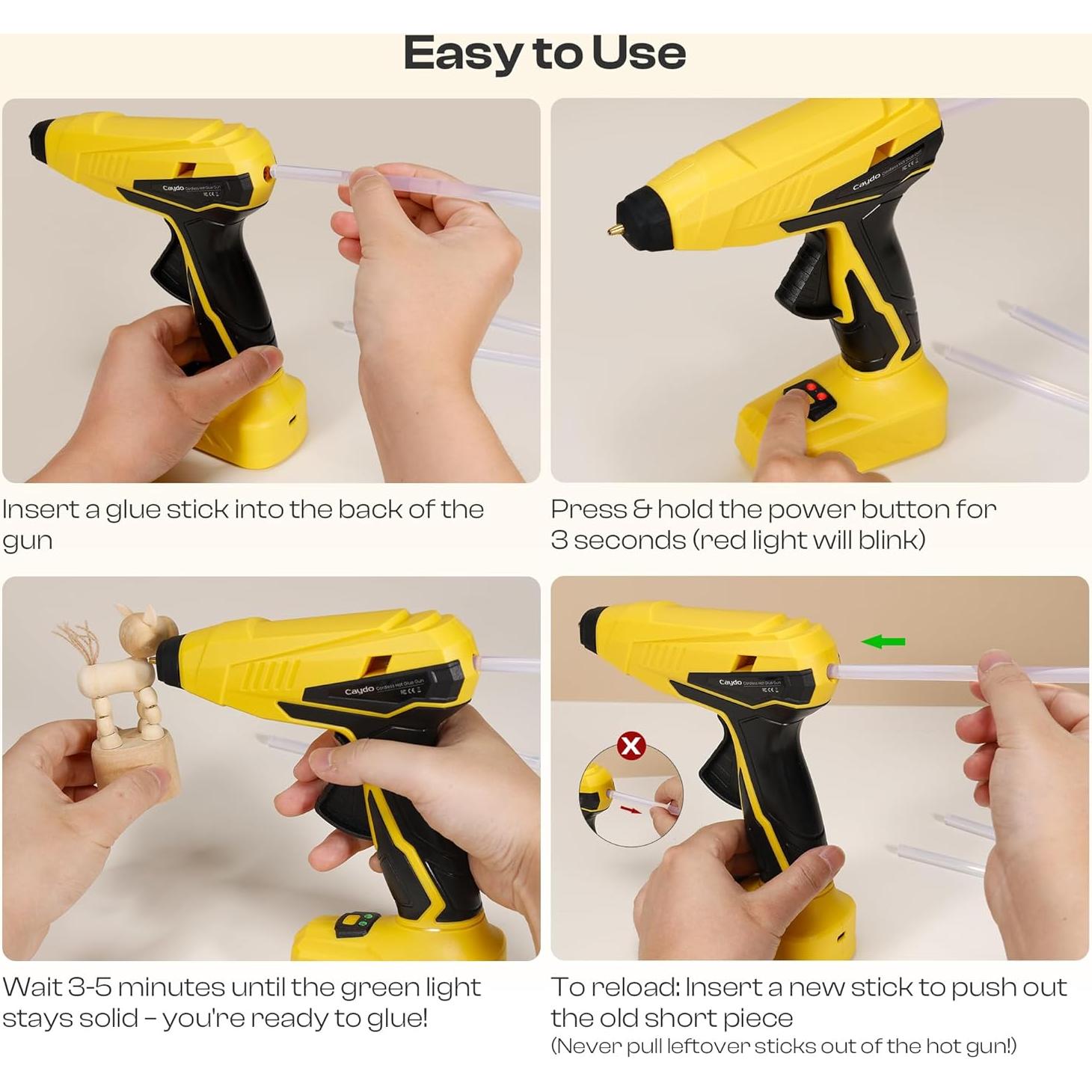 Pistola de Pegamento Caliente Inalámbrica Caydo 2200mAh