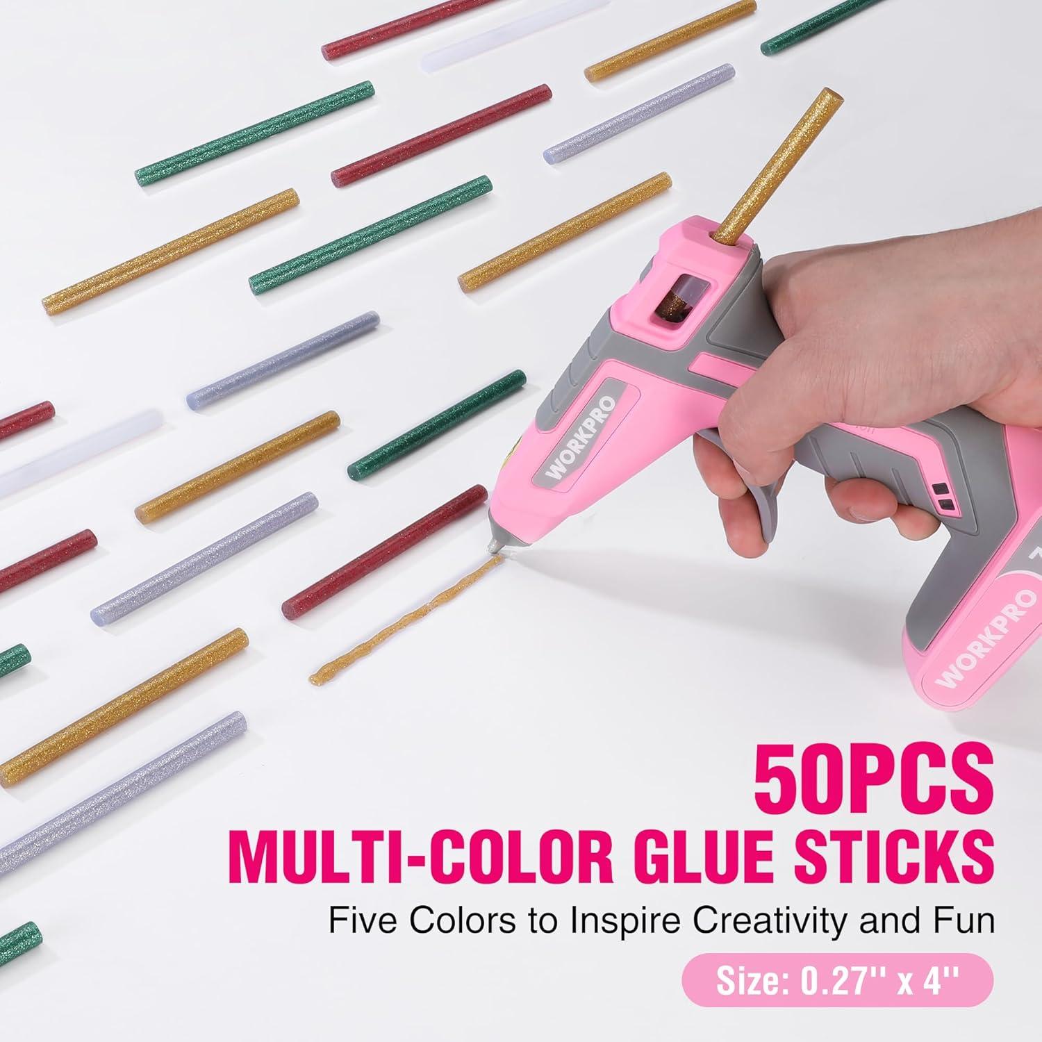 Pistola de Pegamento Caliente Inalámbrica WORKPRO 7.2V con 50 Barras