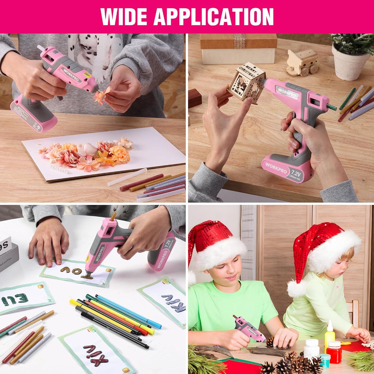 Pistola de Pegamento Caliente Inalámbrica WORKPRO 7.2V con 50 Barras