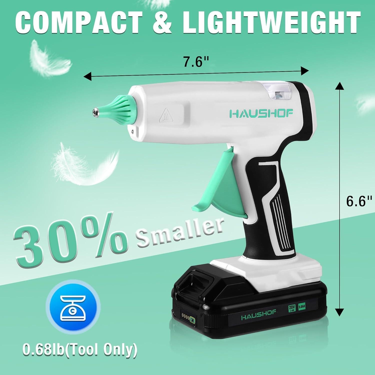 Pistola de Pegamento Caliente Inalámbrica HAUSHOF 20V con 20 Barras