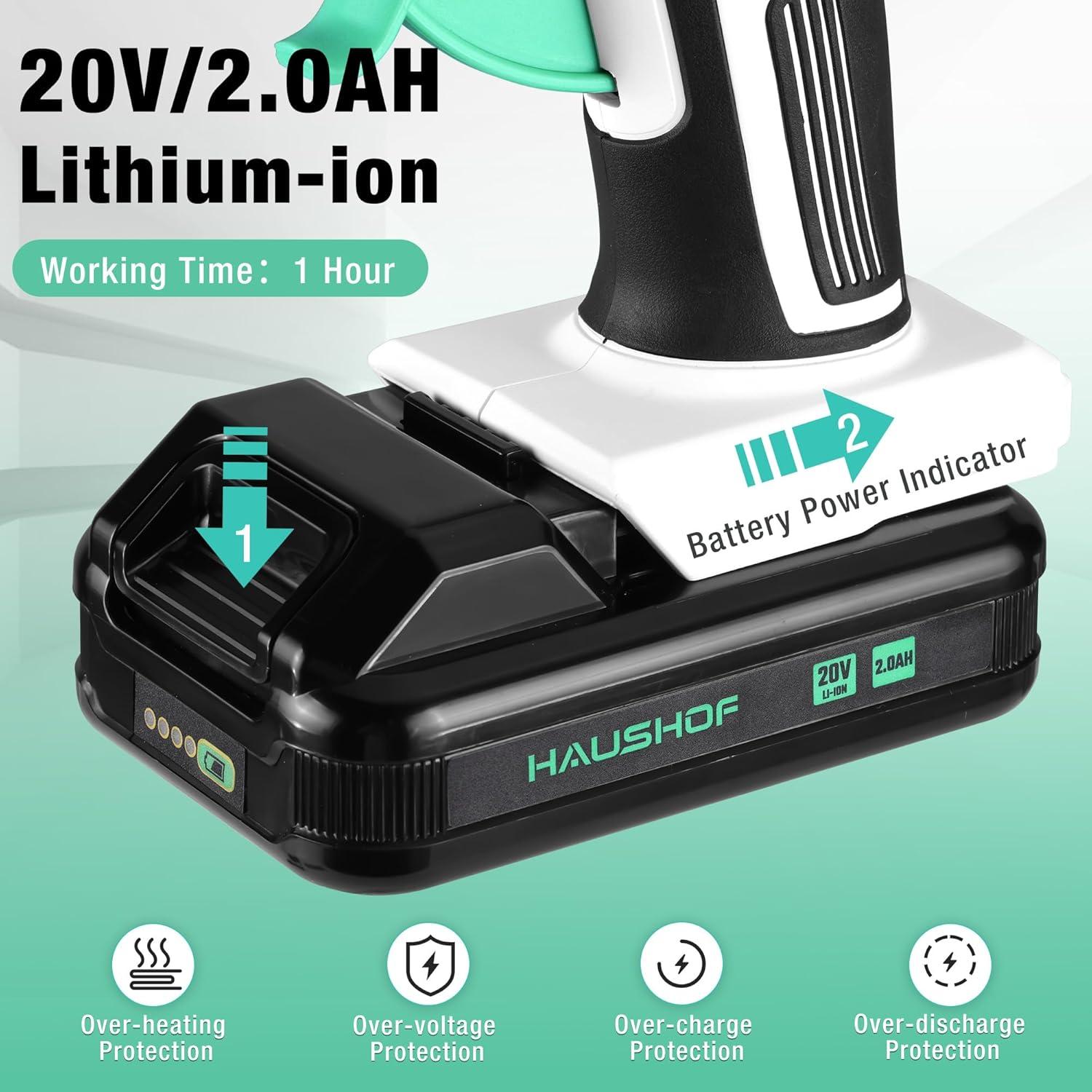 Pistola de Pegamento Caliente Inalámbrica HAUSHOF 20V con 20 Barras