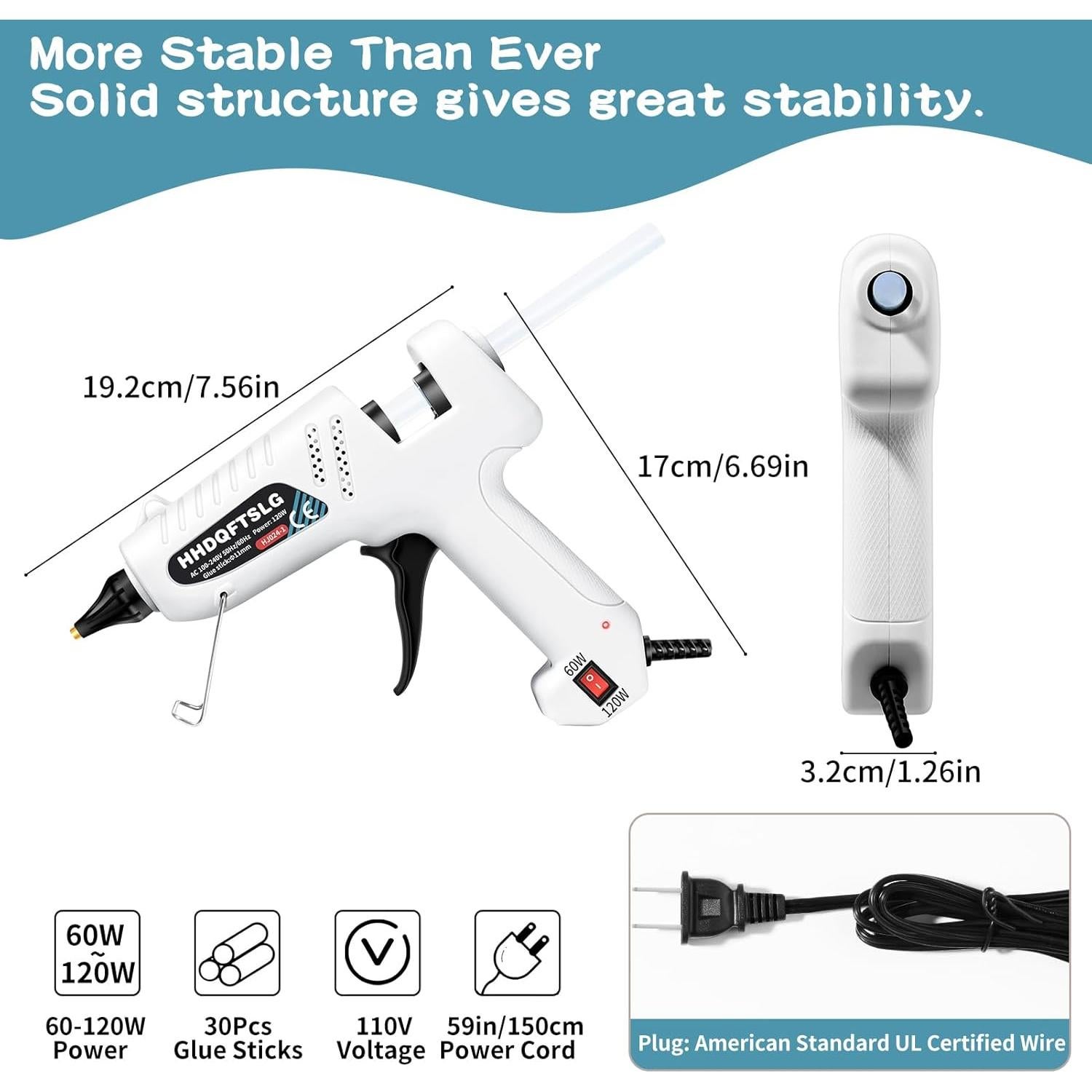 Pistola de Pegamento Caliente HHDQFTSLG 60/120W + 30 Varillas