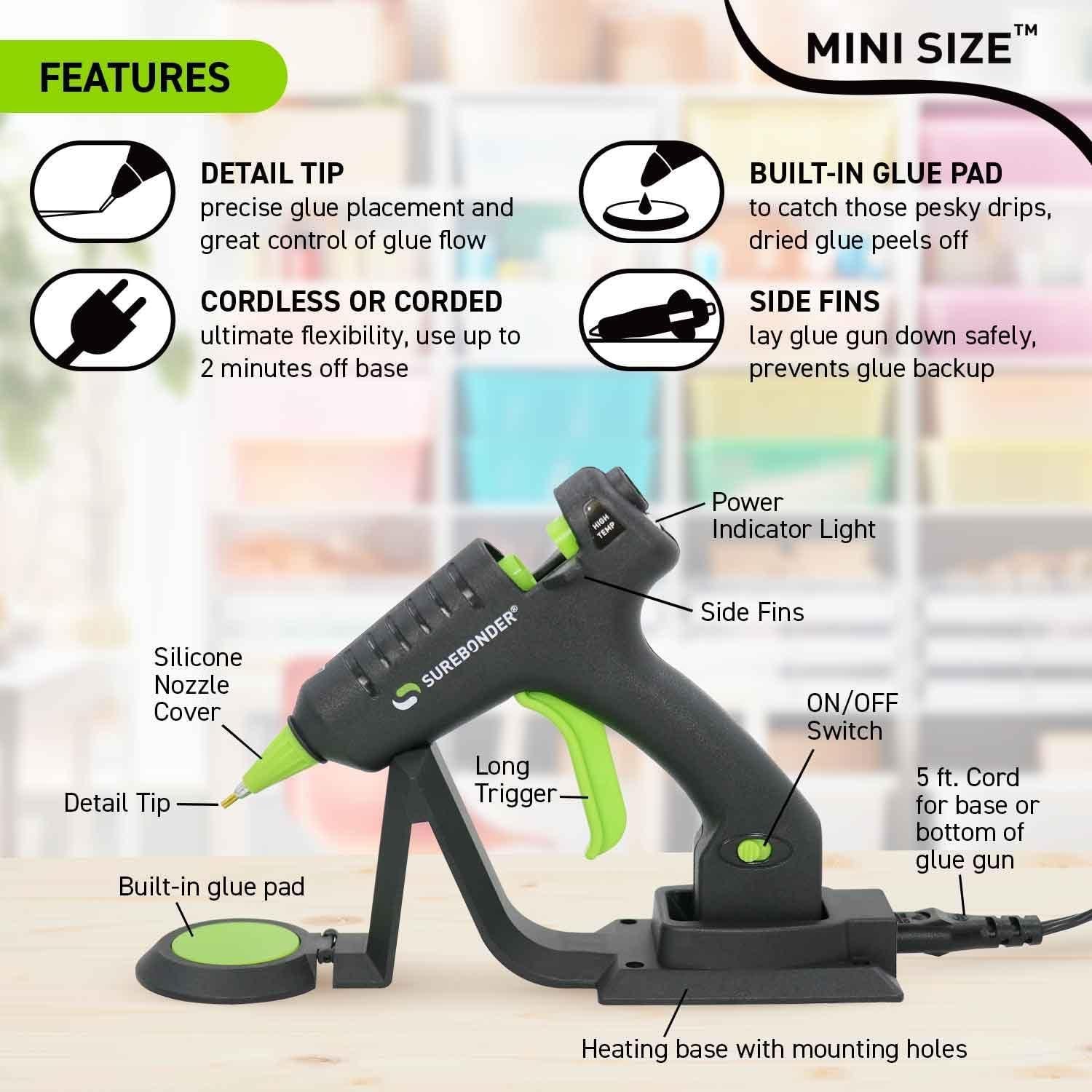 Pistola de Pegamento Inalámbrica Surebonder CL-195F 20W con 80 Palitos